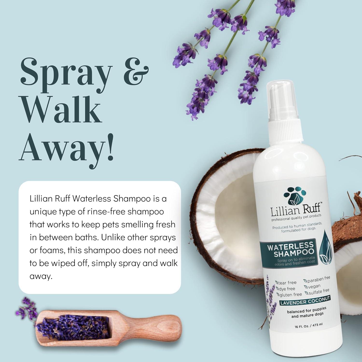 Champú Seco Sin Enjuague Lillian Ruff 473 ml para Perros