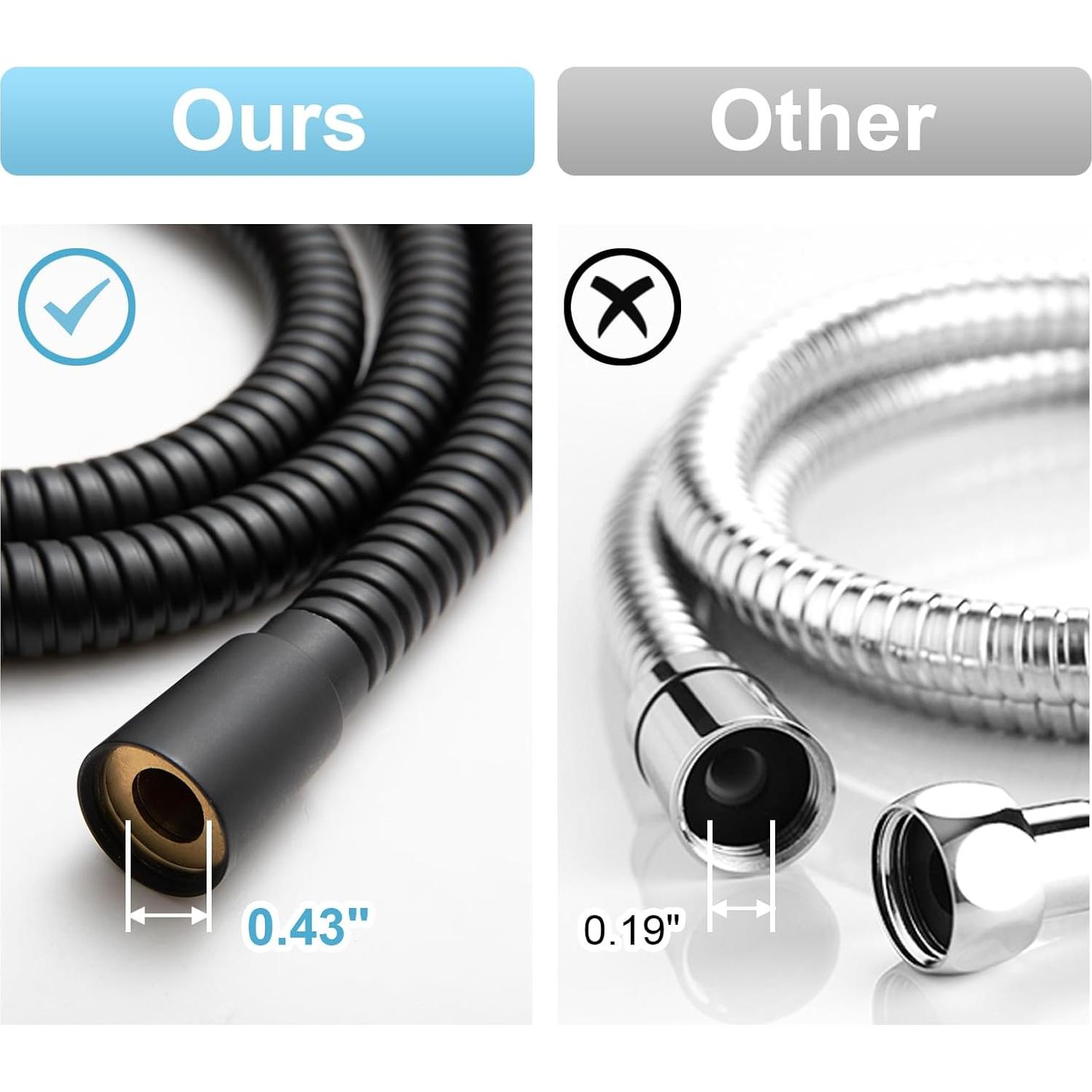 Manguera de Ducha OFFO 203 cm Acero Inoxidable Flexible Negro