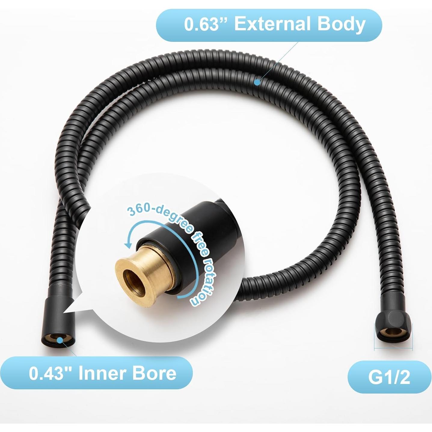 Manguera de Ducha OFFO 203 cm Acero Inoxidable Flexible Negro