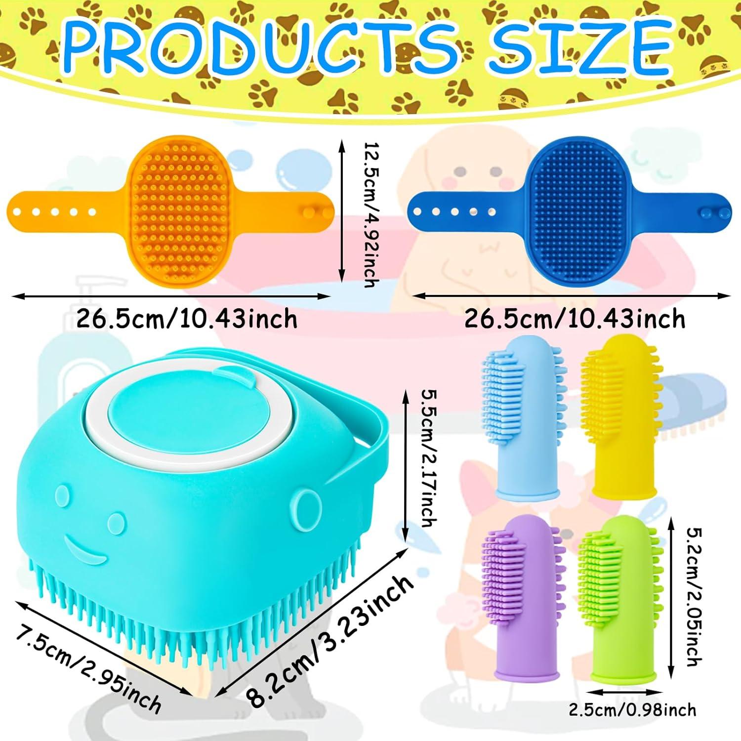 Kit de Baño para Perros Ponpon 3Pcs + 4 Cepillos de Dientes