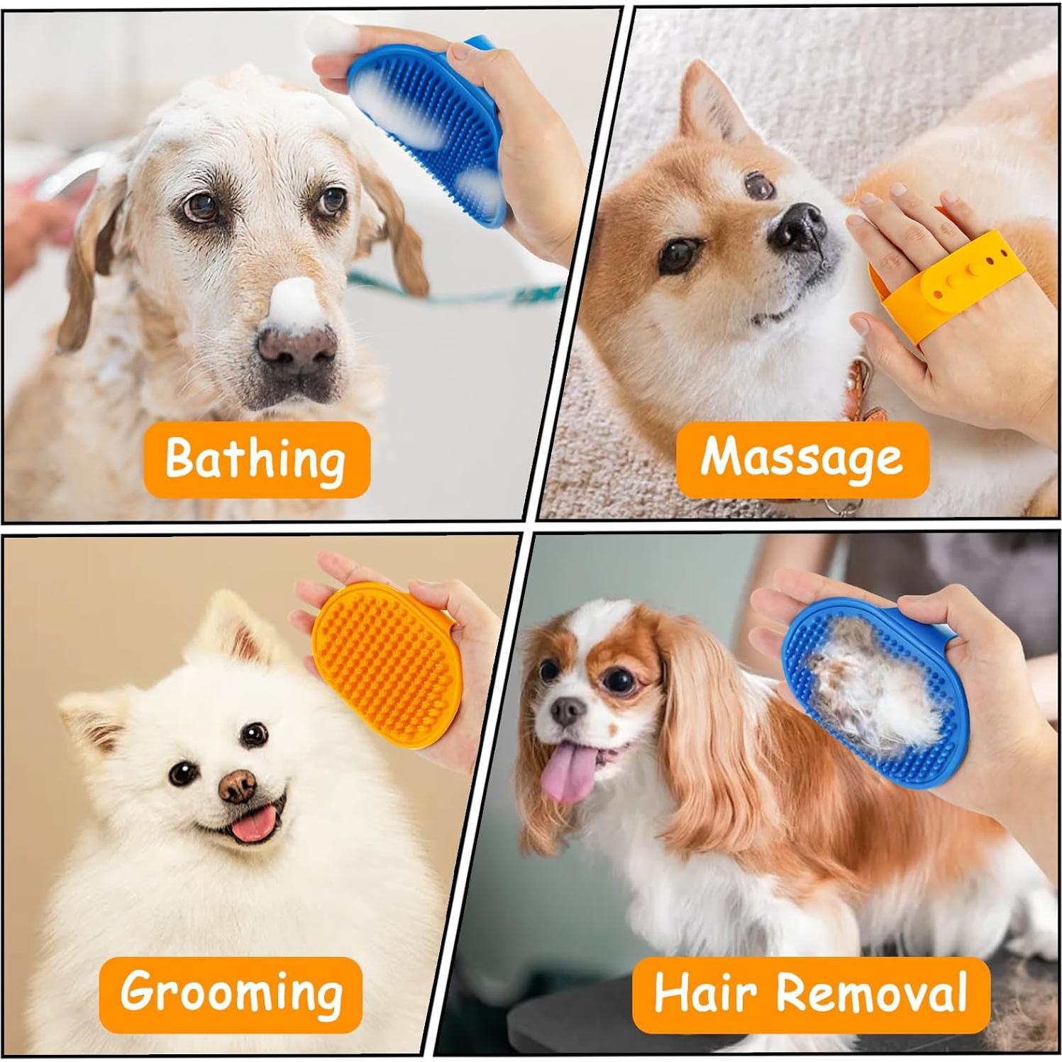 Kit de Baño para Perros Ponpon 3Pcs + 4 Cepillos de Dientes