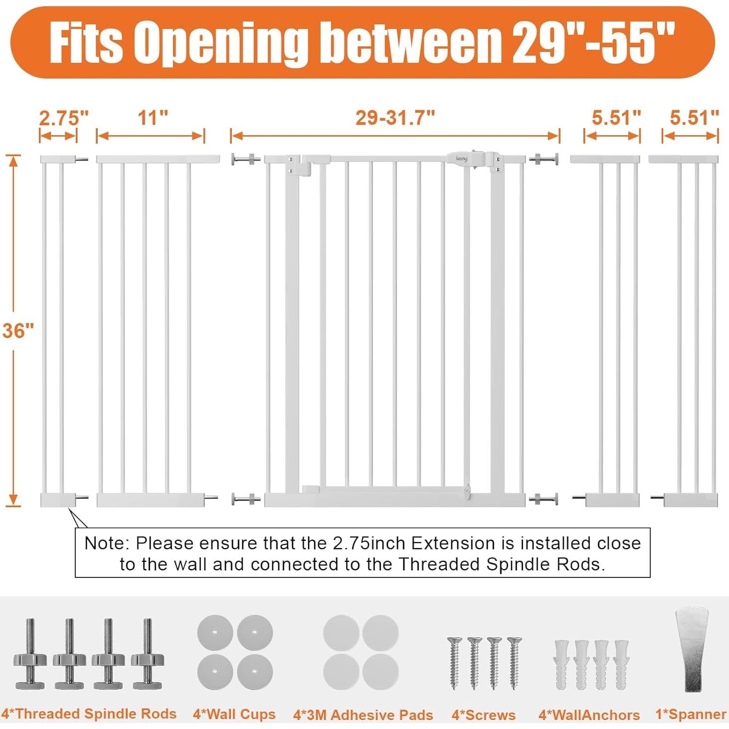 Puerta para Bebés Extra Alta Keny 91 cm x 139 cm Blanca