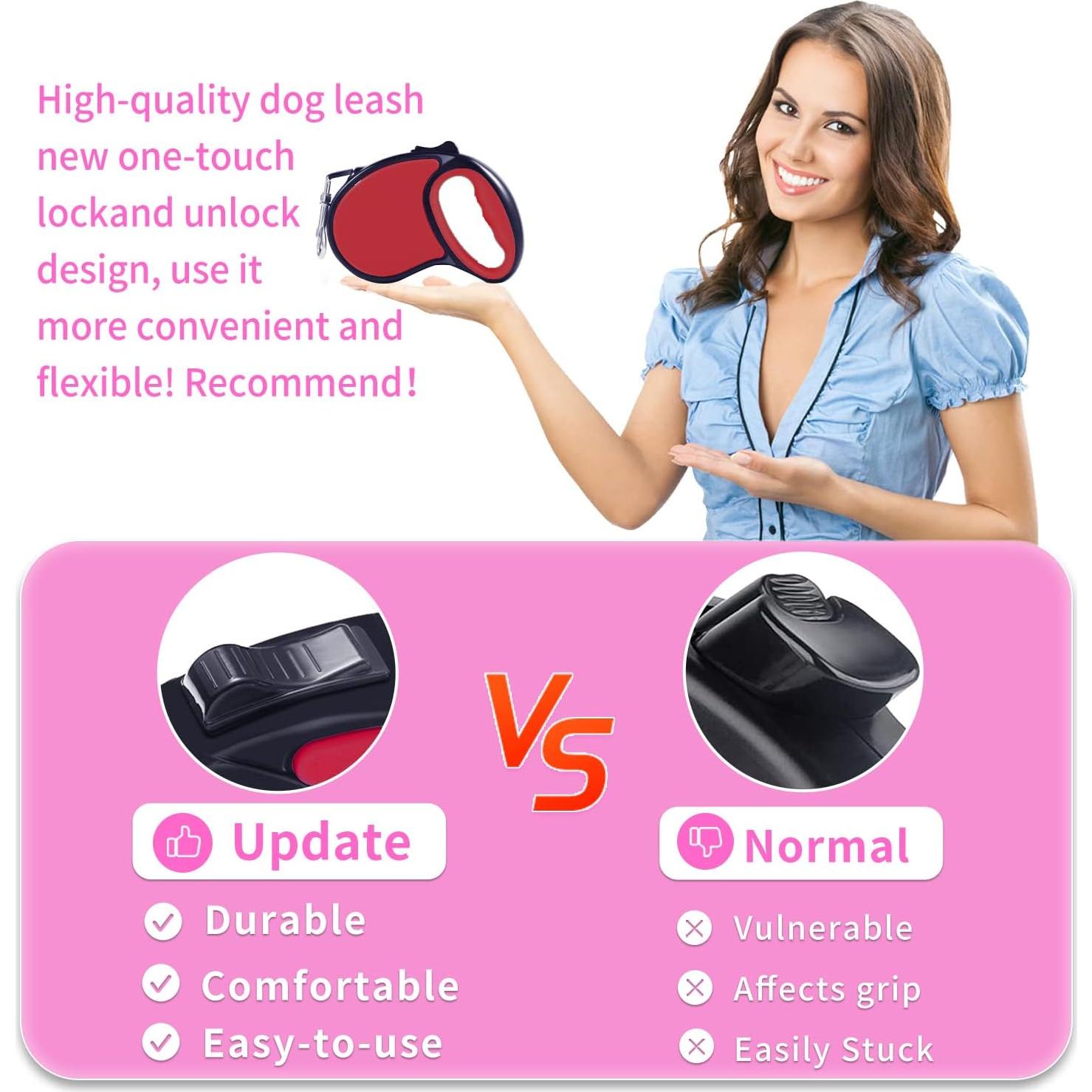 Correa de Perro Retráctil Slognny 4,88m Nylon Rojo