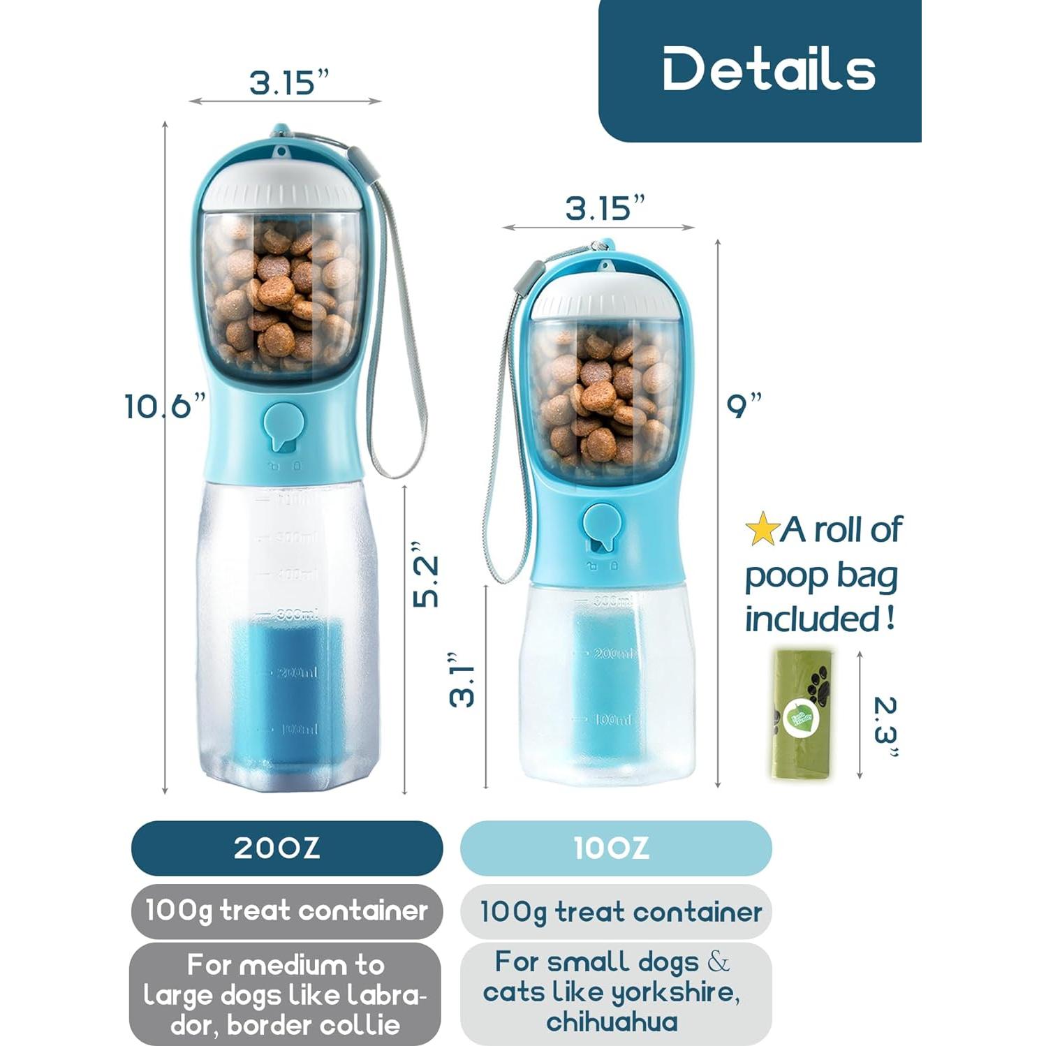 Botella de Agua para Perros Wenzhou 20oz Azul 3 en 1