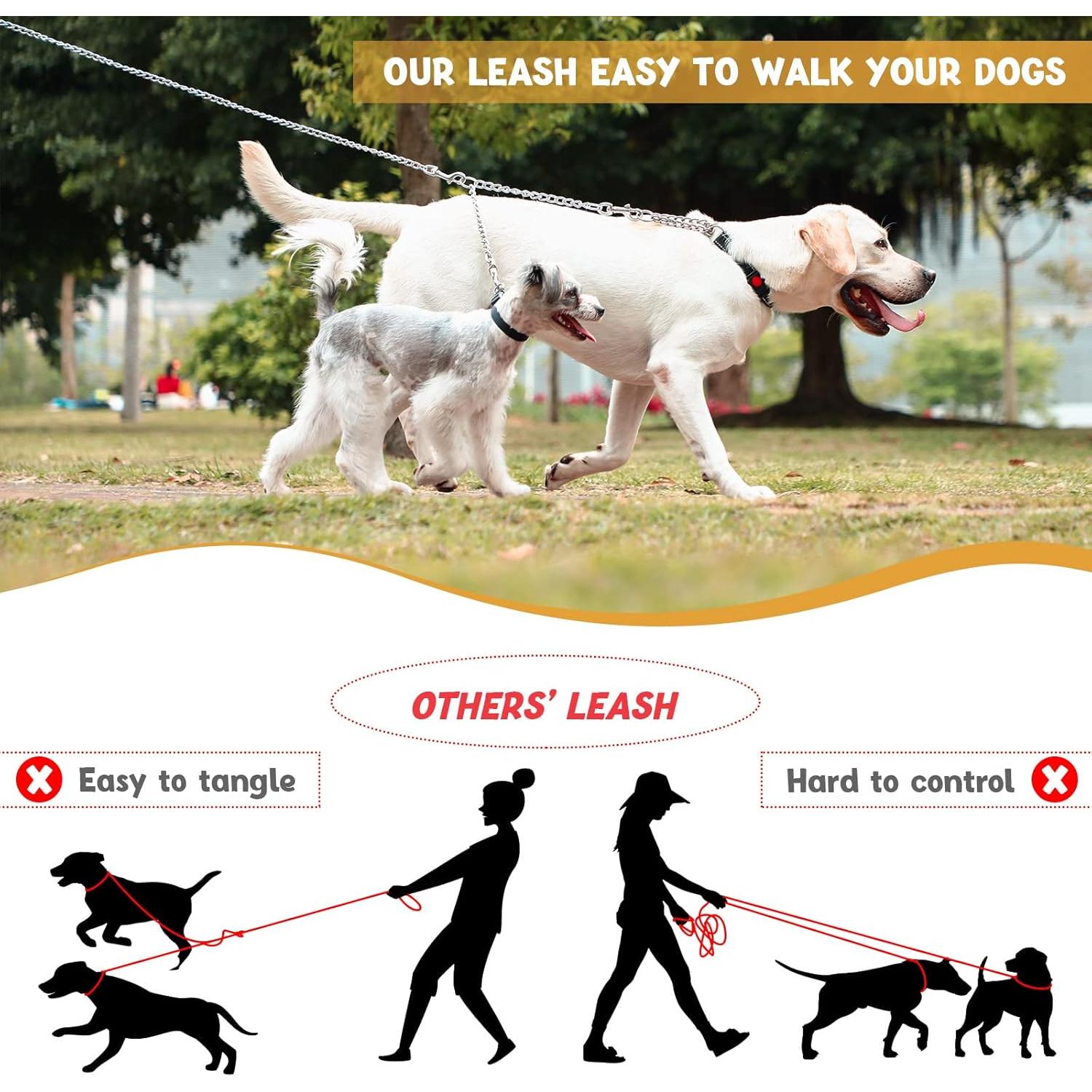 Correa Doble para Perros Pettom 3.5mm 60cm Metal Giratorio