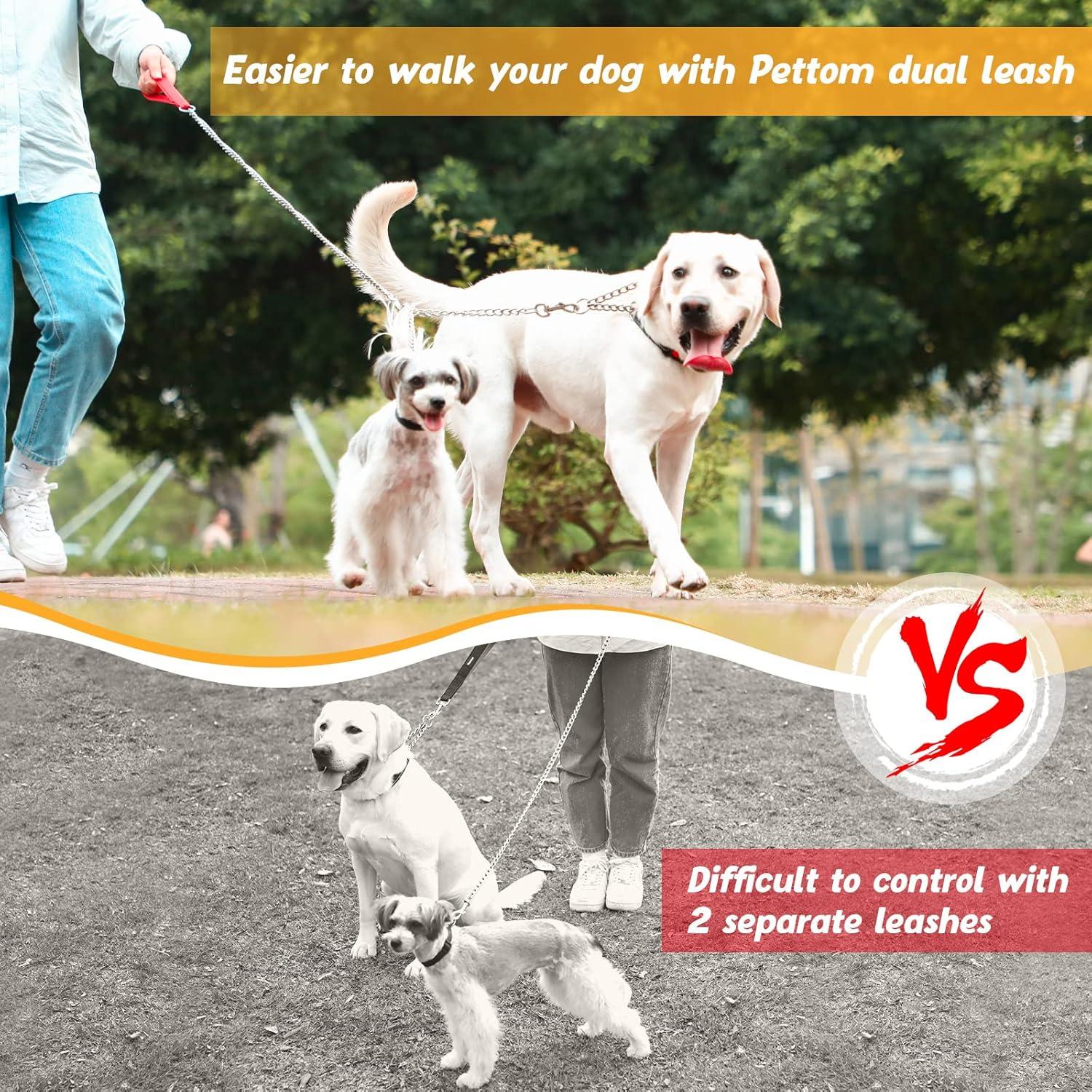 Correa Doble para Perros Pettom 3.5mm 60cm Metal Giratorio