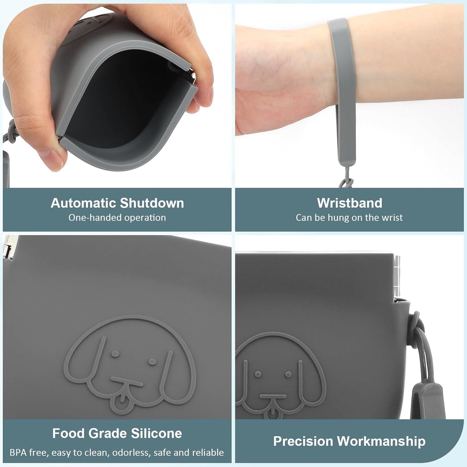 Bolsa de Golosinas para Perros WALLFID Silicona Gris Oscuro