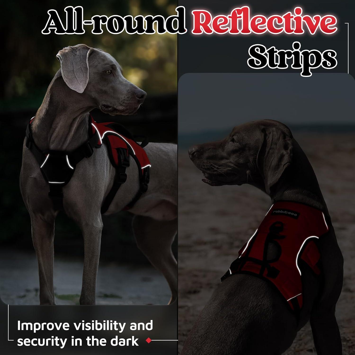 Arnés para Perros Rabbitgoo Grande Rojo Acolchado Reflectante