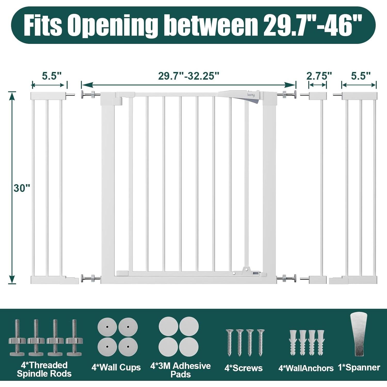 Puerta para Bebés Keny 76,2 cm Alta Ajustable 29.7-116,8 cm