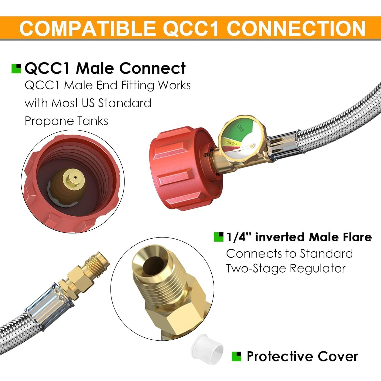 Manguera de Propano MEFUN 46 cm con Medidor y Conector