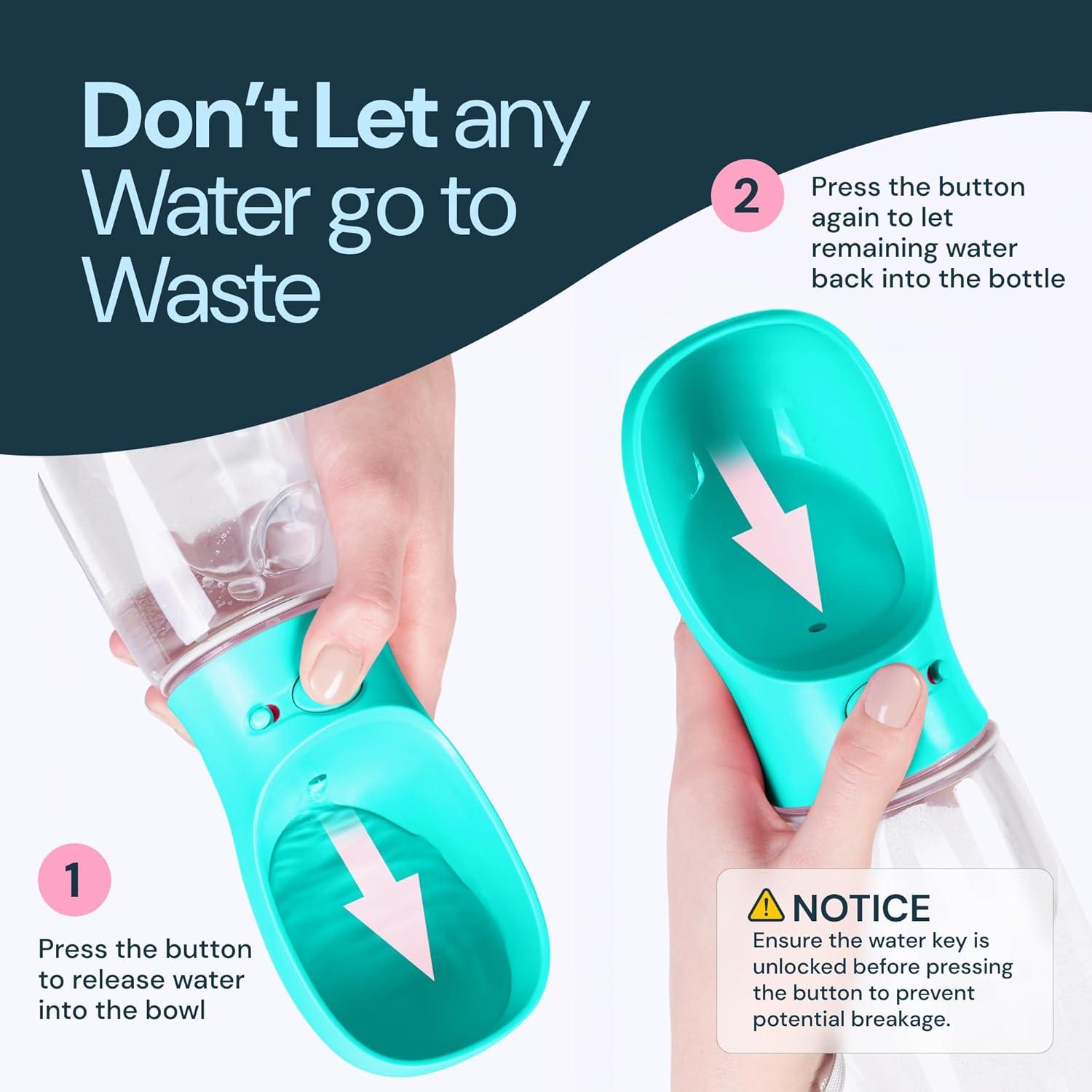 Botella de Agua Portátil MalsiPree 354ml Azul para Perros