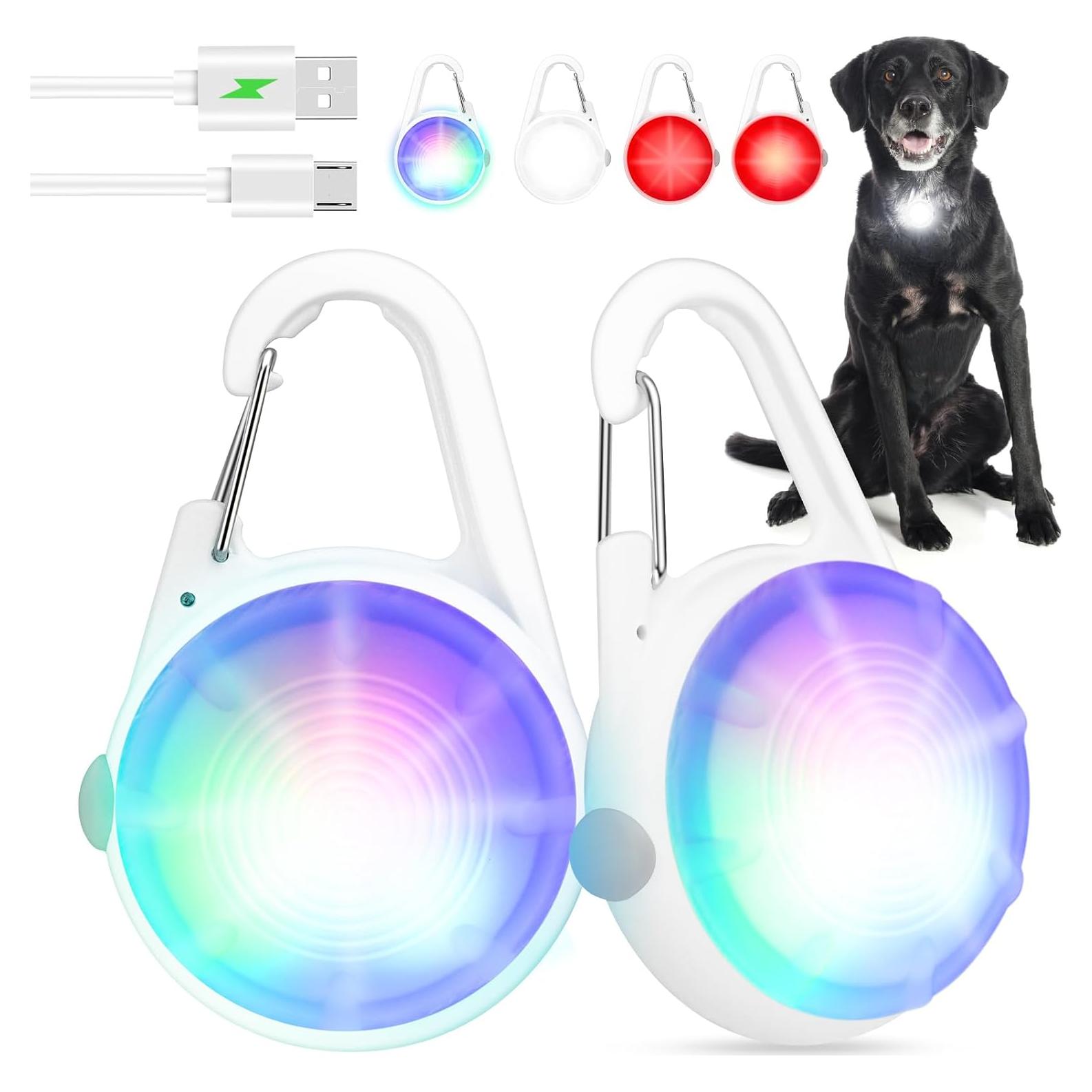 Collar LED recargable para perro POEEY con luz RGB 2Pack