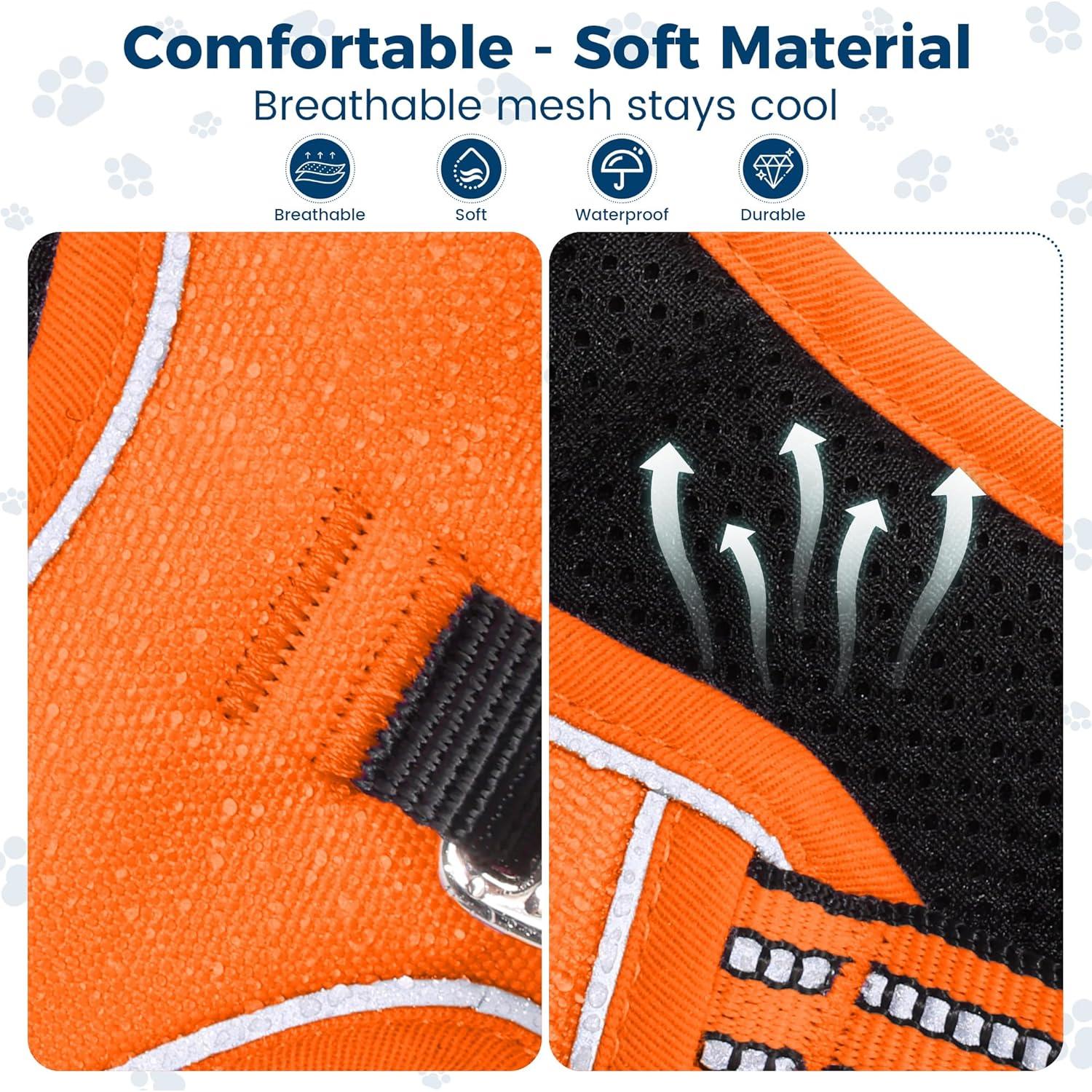 Arnés para Perros Funfox Mediano Naranja Ajustable Reflectante