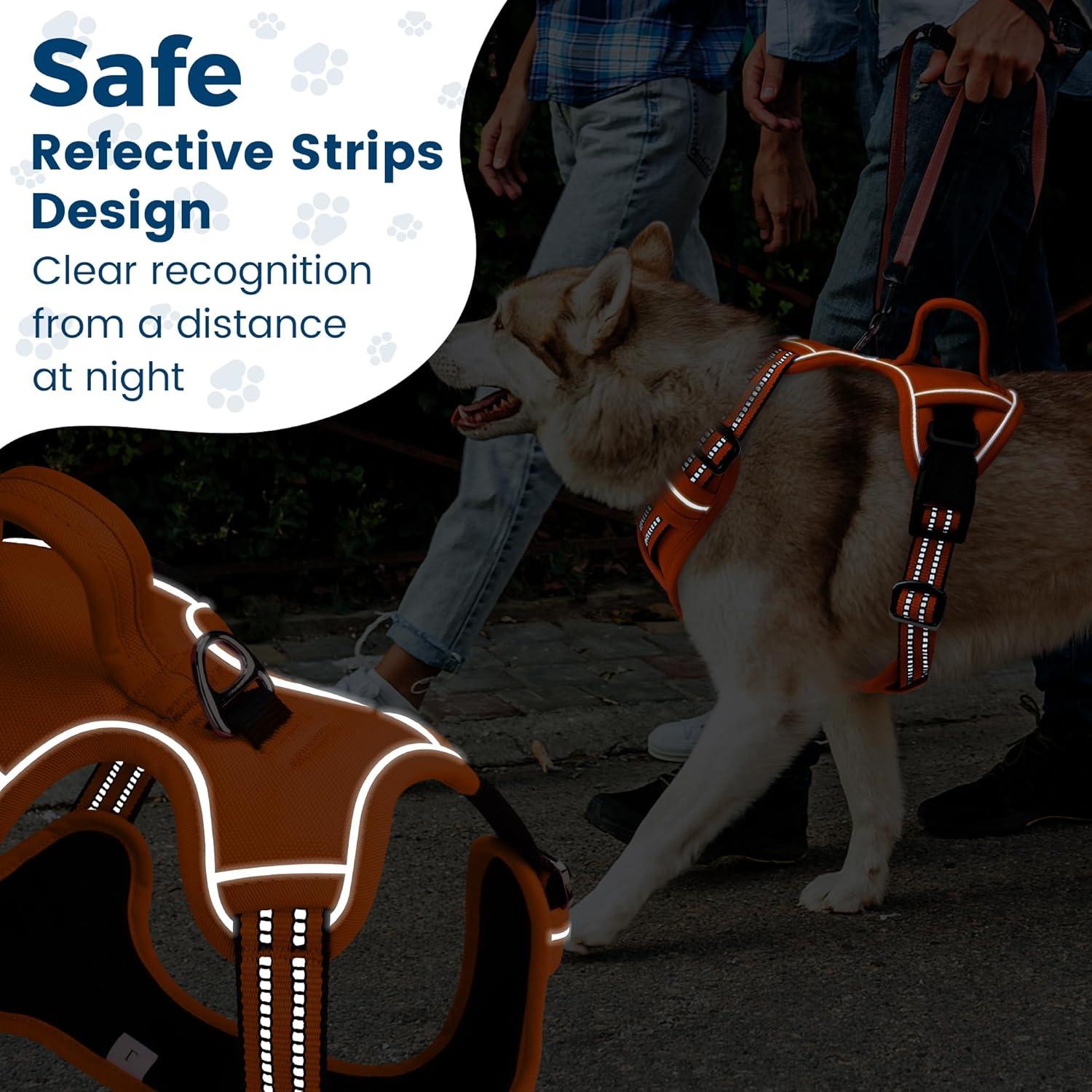 Arnés para Perros Funfox Mediano Naranja Ajustable Reflectante