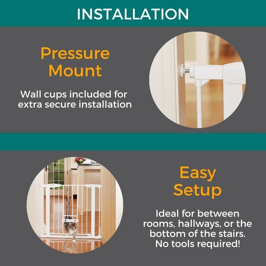 Puerta para Mascotas North States 30" Alta Ajustable Blanca