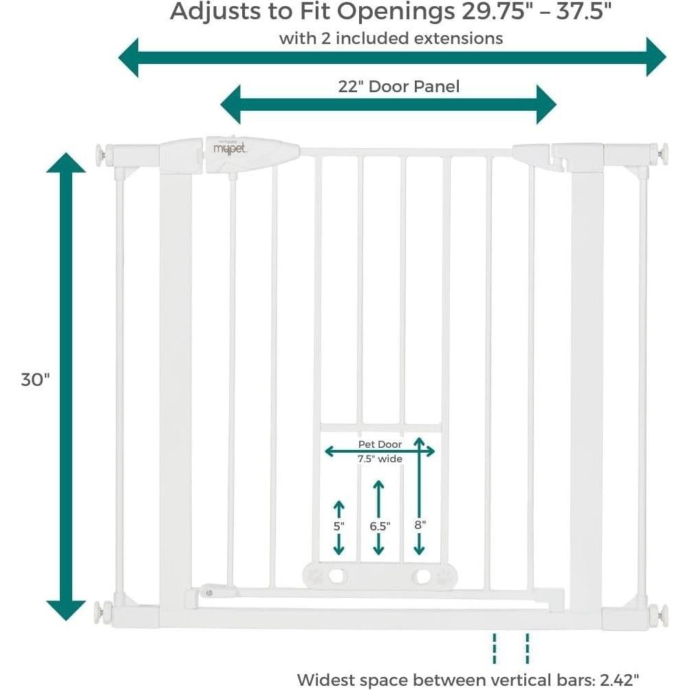 Puerta para Mascotas North States 30" Alta Ajustable Blanca