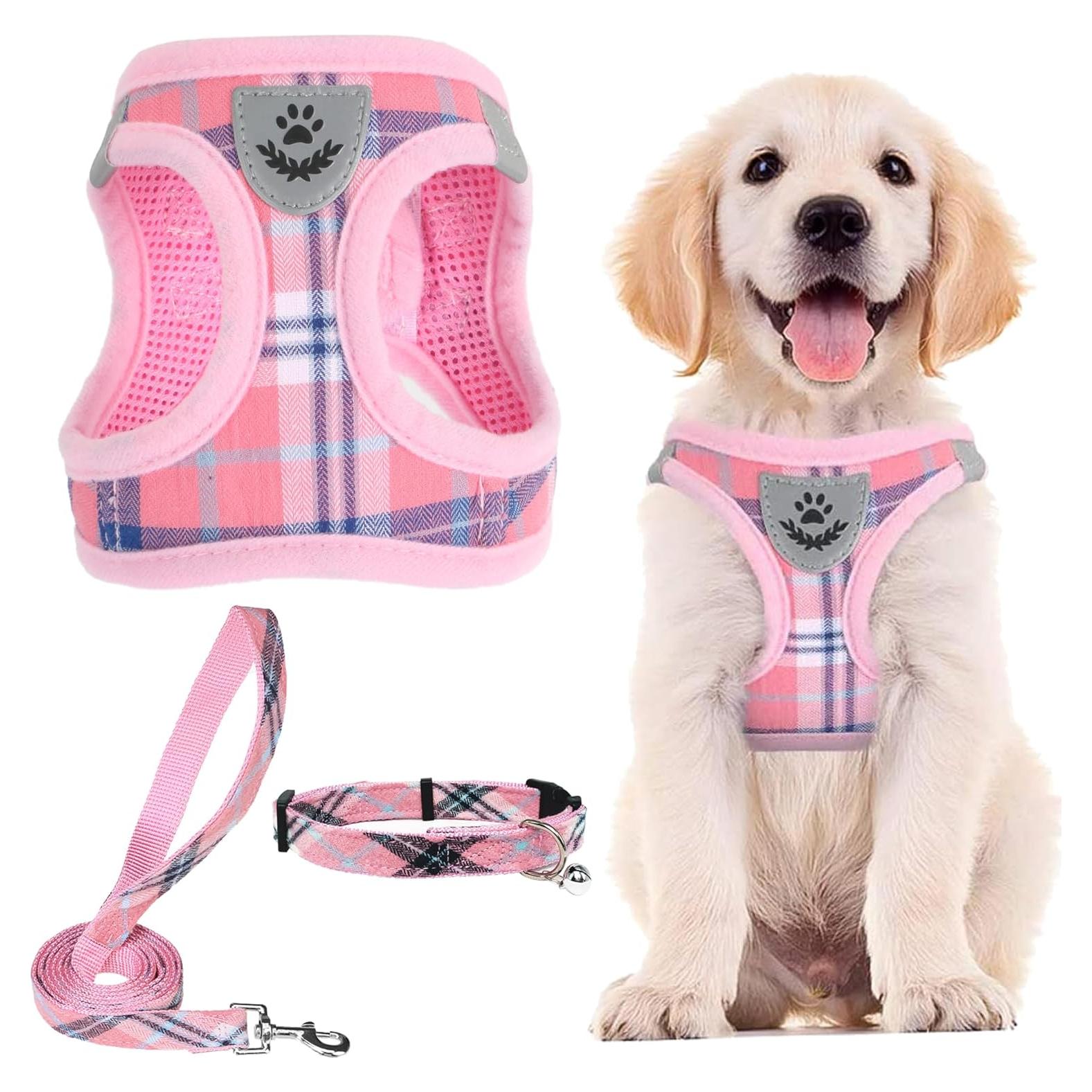 Arnés Ajustable PUPTECK para Perros Pequeños y Medianos Rosa S