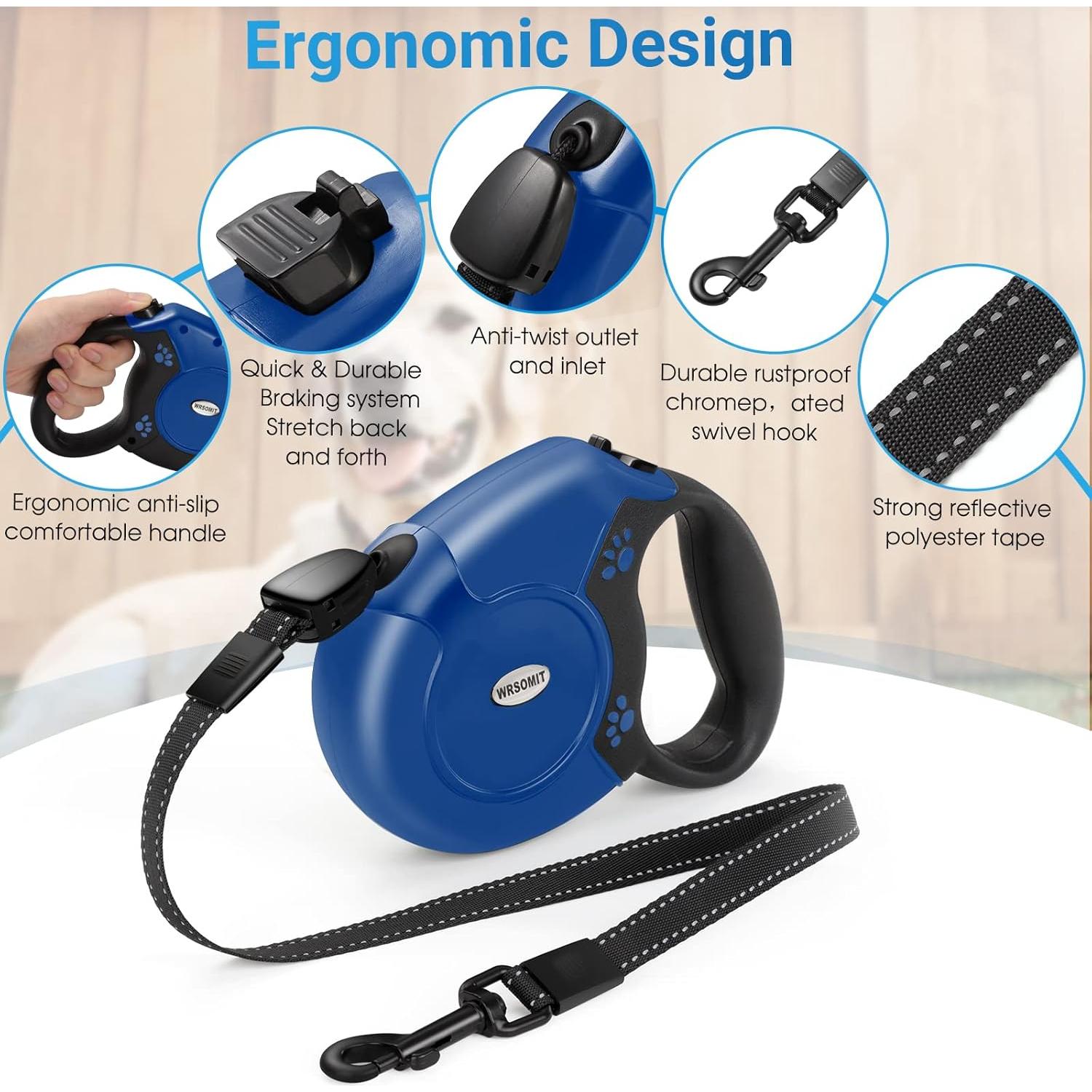 Correa de Perro Retráctil WRSOMIT 7,92 m Alta Resistencia Azul
