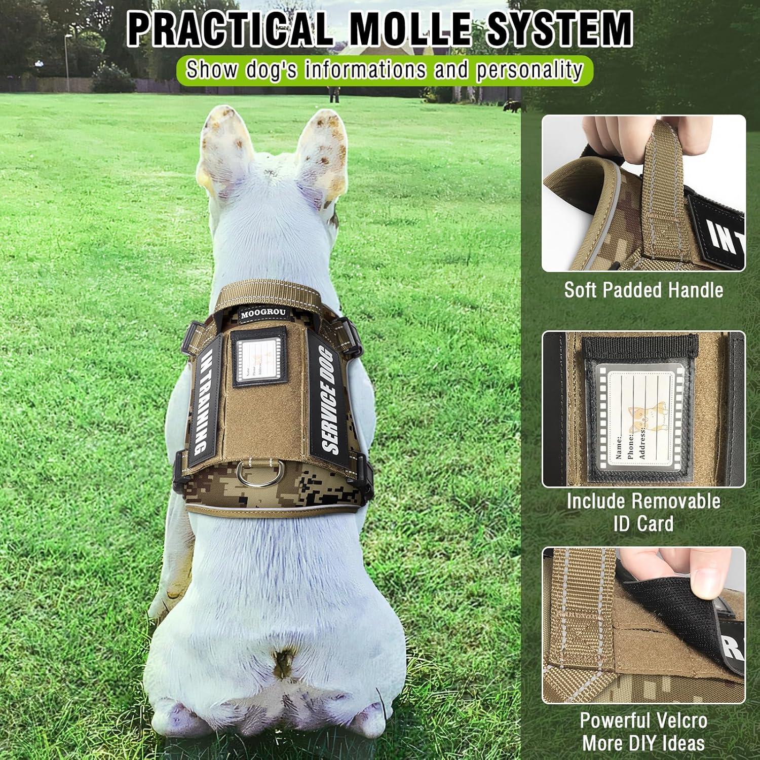 Arnés Táctico para Perros Medianos MOOGROU Camo Desierto