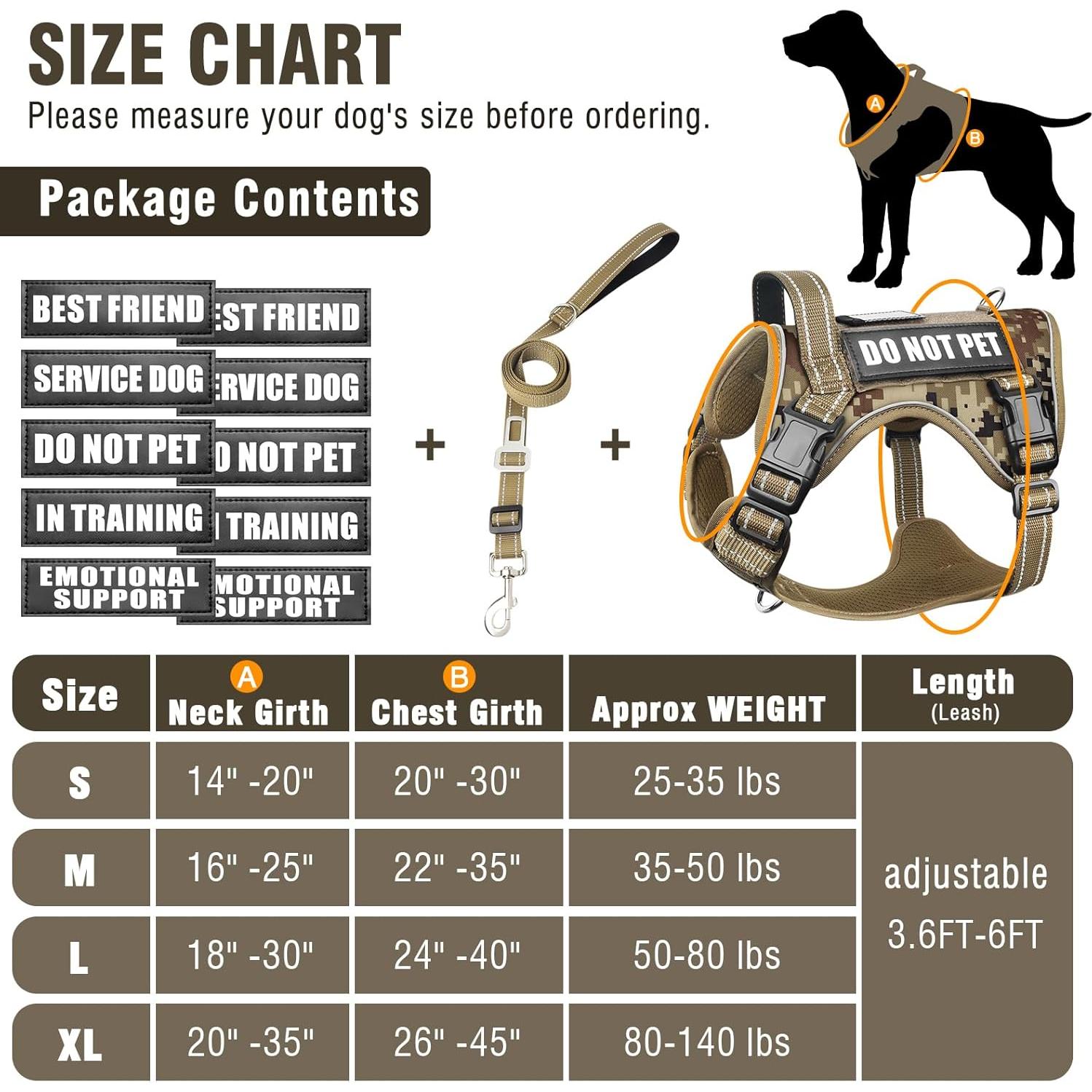 Arnés Táctico para Perros Medianos MOOGROU Camo Desierto