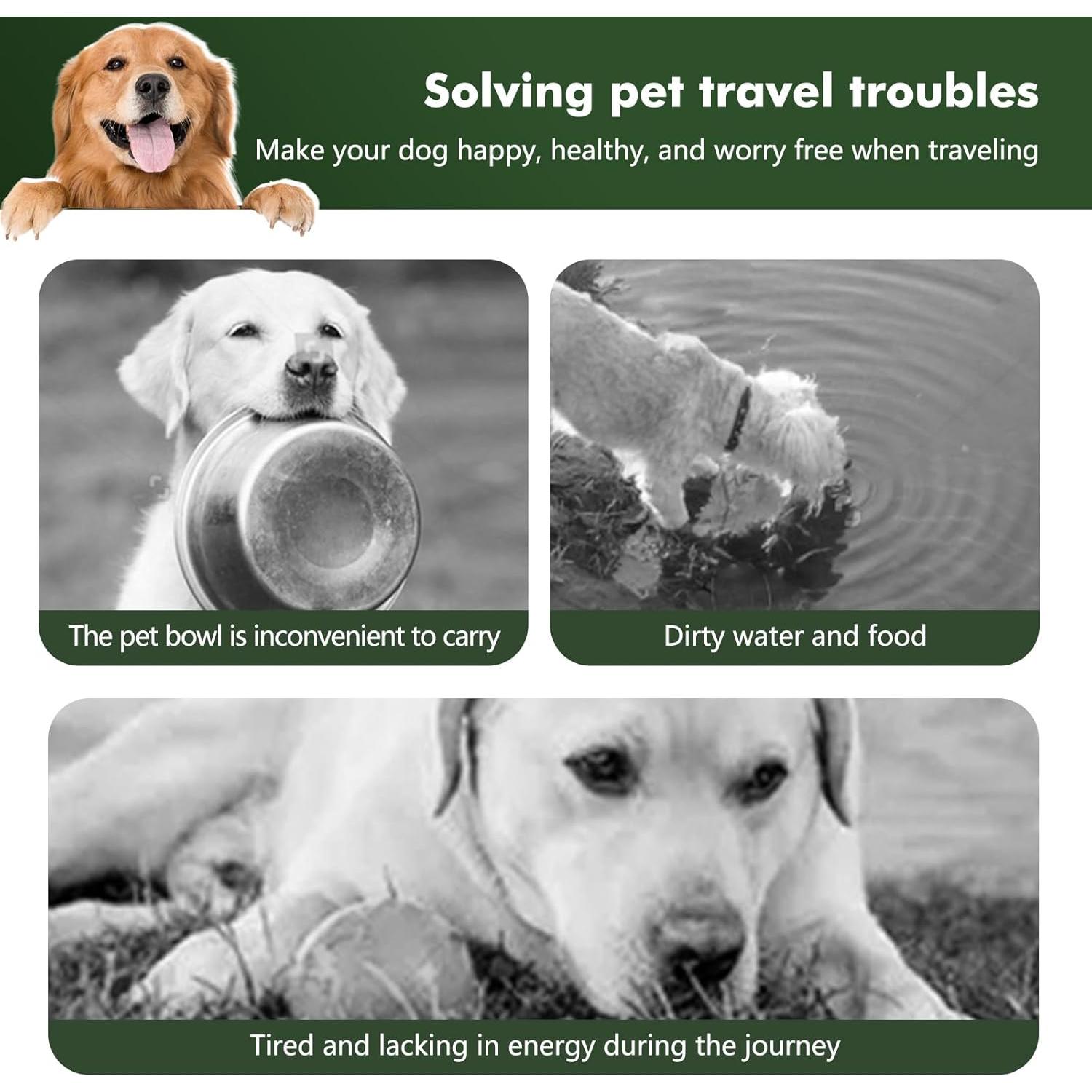 Cuenco Plegable para Perros ZNPET 2-en-1 Verde 100 oz