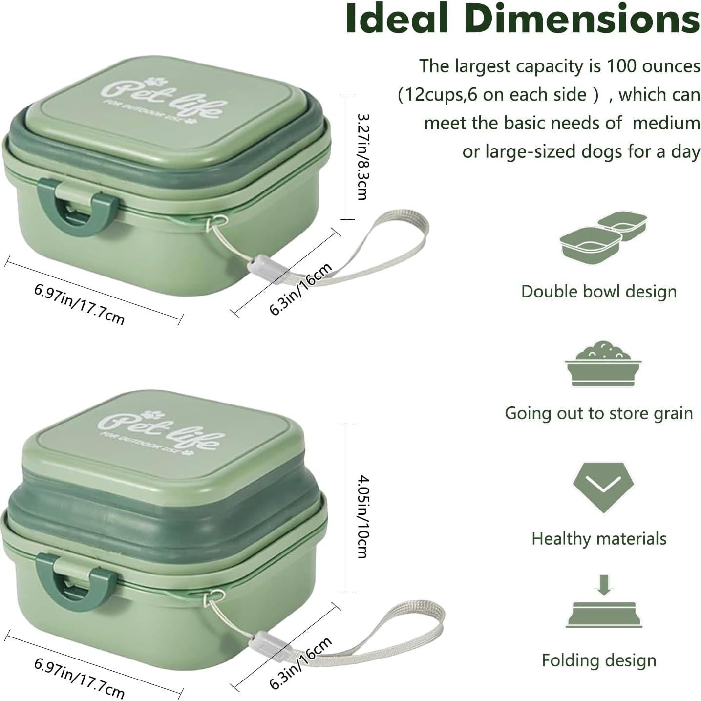 Cuenco Plegable para Perros ZNPET 2-en-1 Verde 100 oz