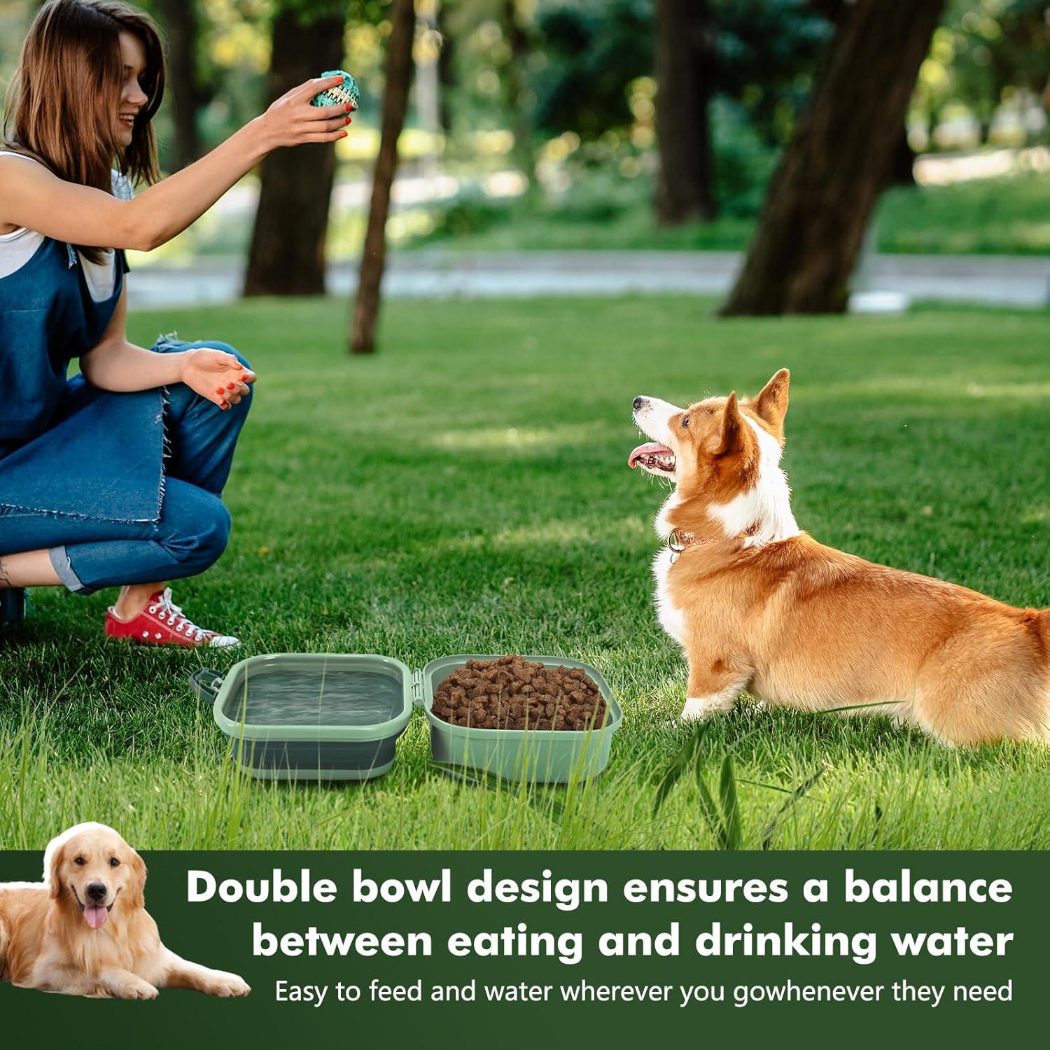 Cuenco Plegable para Perros ZNPET 2-en-1 Verde 100 oz