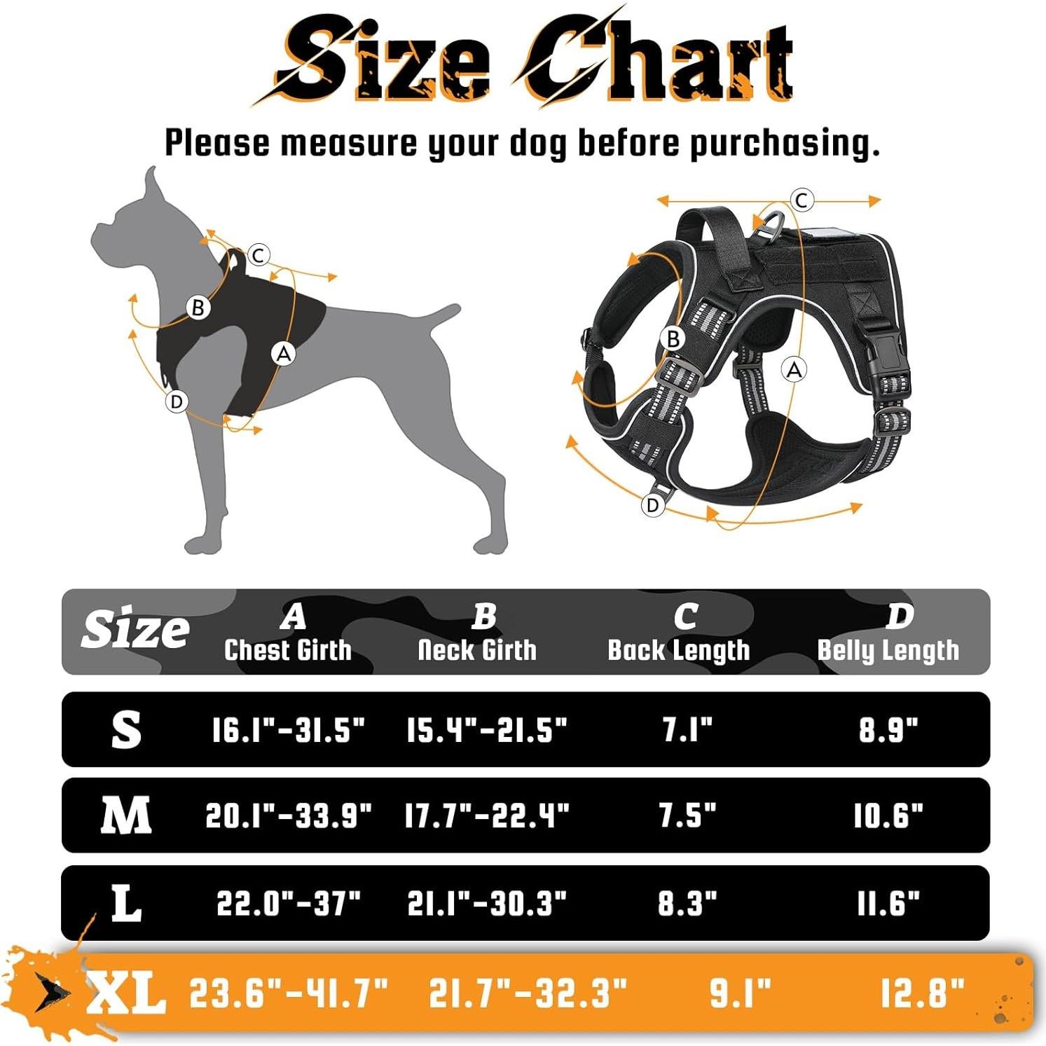 Arnés para Perros Rabbitgoo XL Negro Ajustable y Reflectante