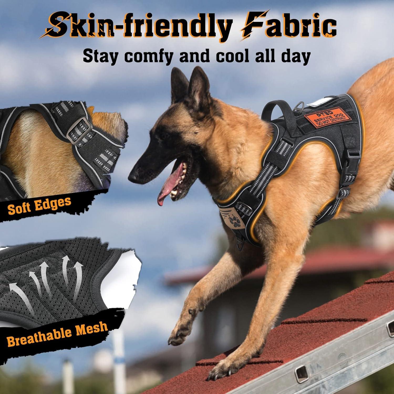 Arnés para Perros Rabbitgoo XL Negro Ajustable y Reflectante