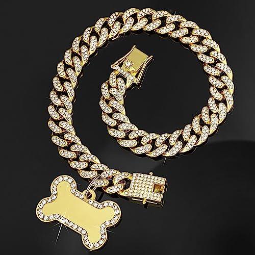 Collar de Cadena para Perros Hillban Dorado 35.6 cm con Etiqueta