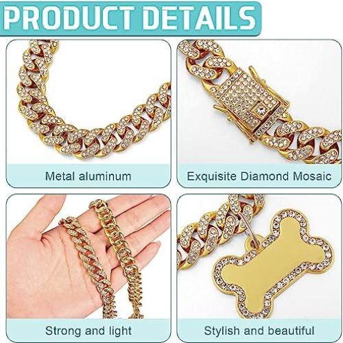 Collar de Cadena para Perros Hillban Dorado 35.6 cm con Etiqueta