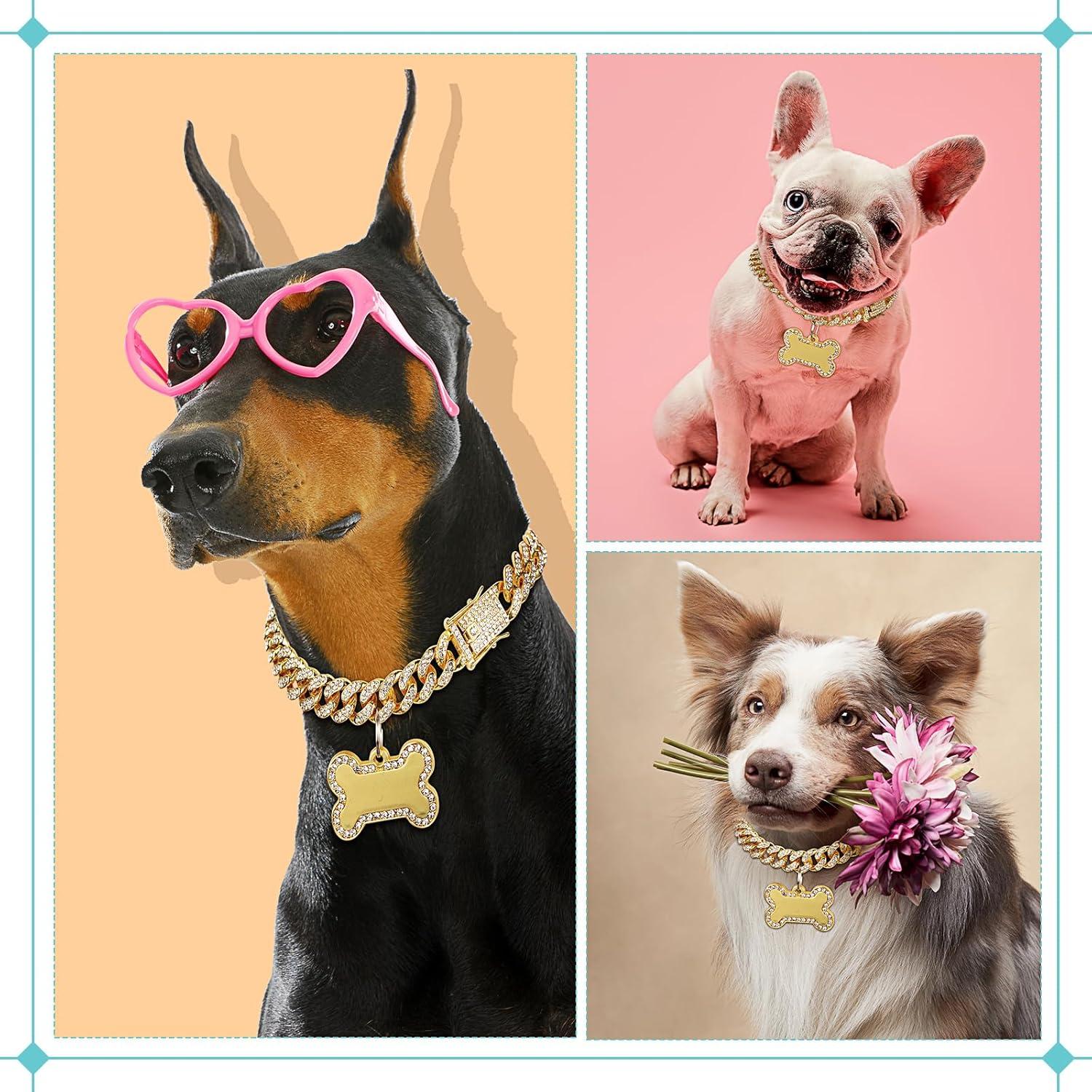 Collar de Cadena para Perros Hillban Dorado 35.6 cm con Etiqueta