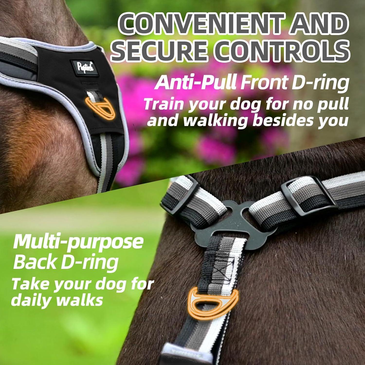 Arnés para Perros PUPTECK Grande Negro A Prueba de Escape