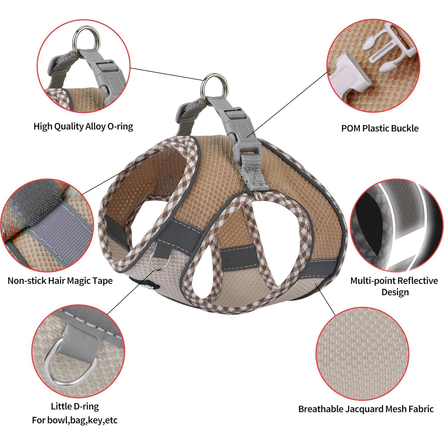 Arnés para Perros Pequeños AIITLE XS Marrón-Beige Transpirable