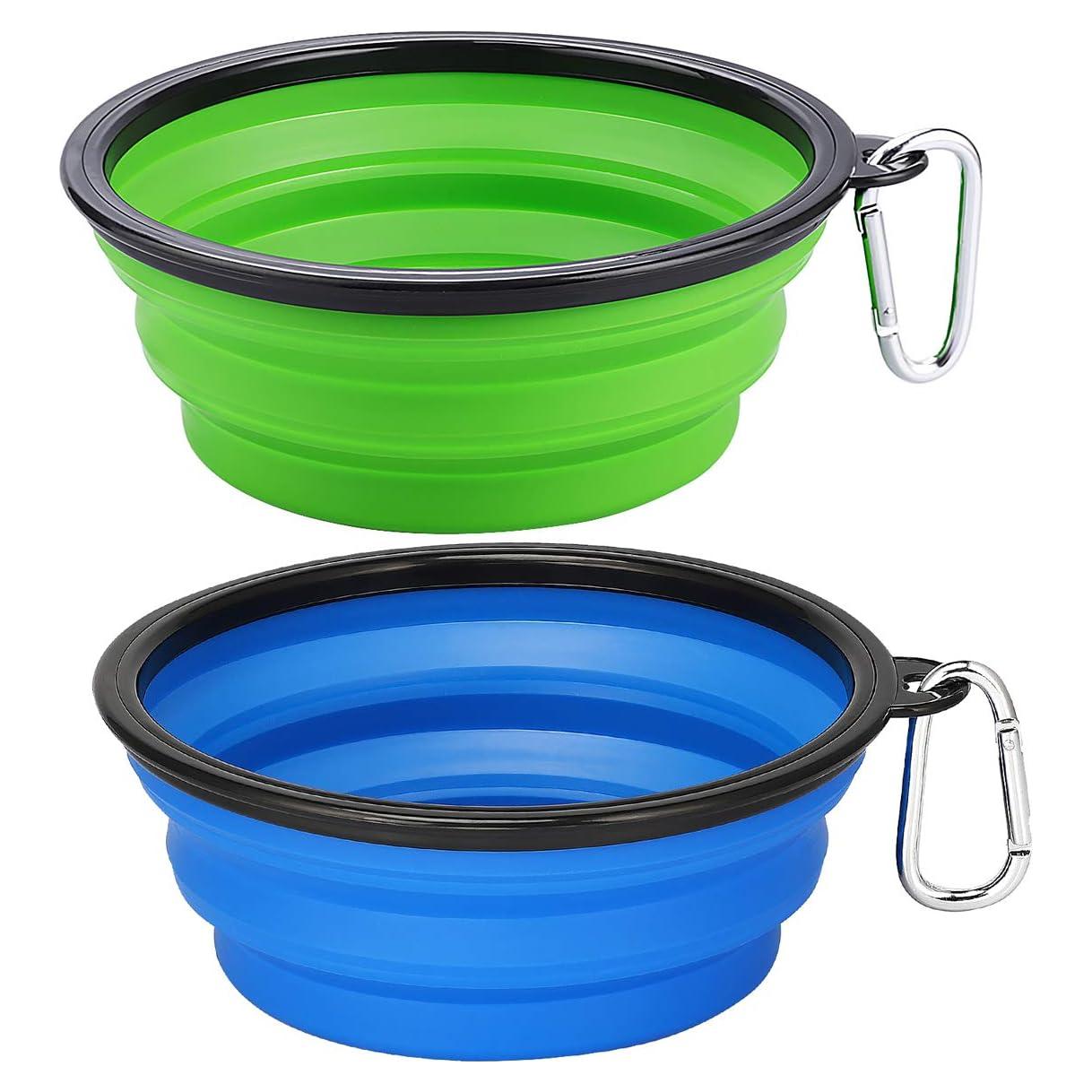 Cuencos Plegables para Perros Kytely 1.01L 2 Pack Azul Verde