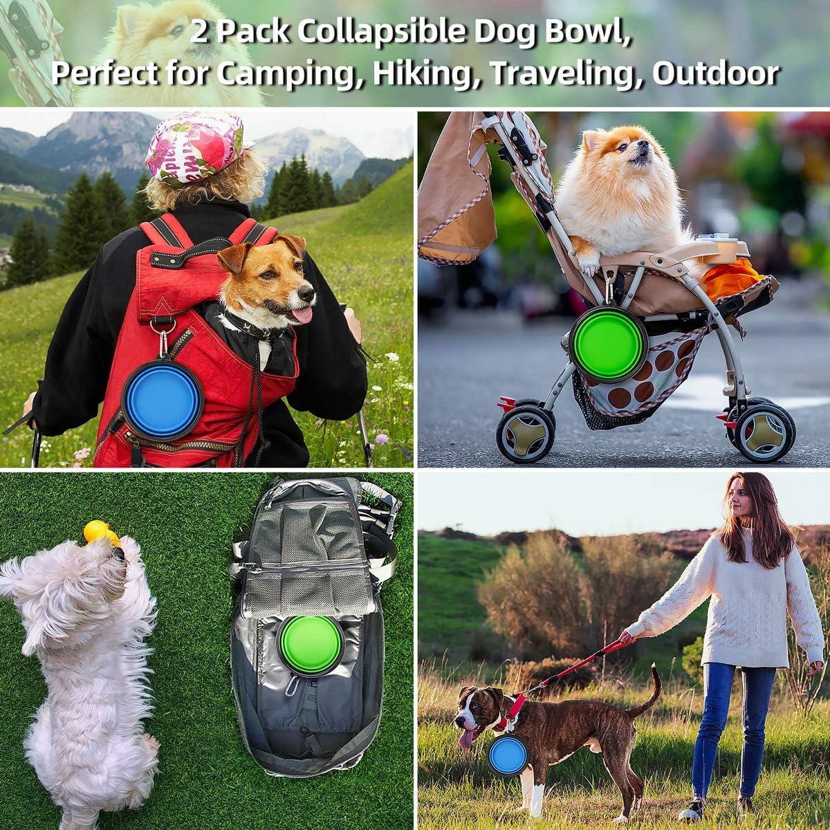 Cuencos Plegables para Perros Kytely 1.01L 2 Pack Azul Verde