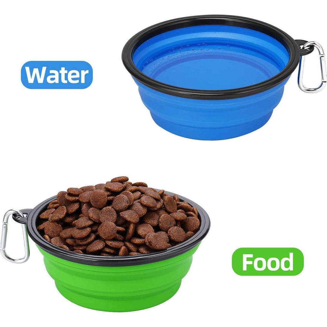 Cuencos Plegables para Perros Kytely 1.01L 2 Pack Azul Verde