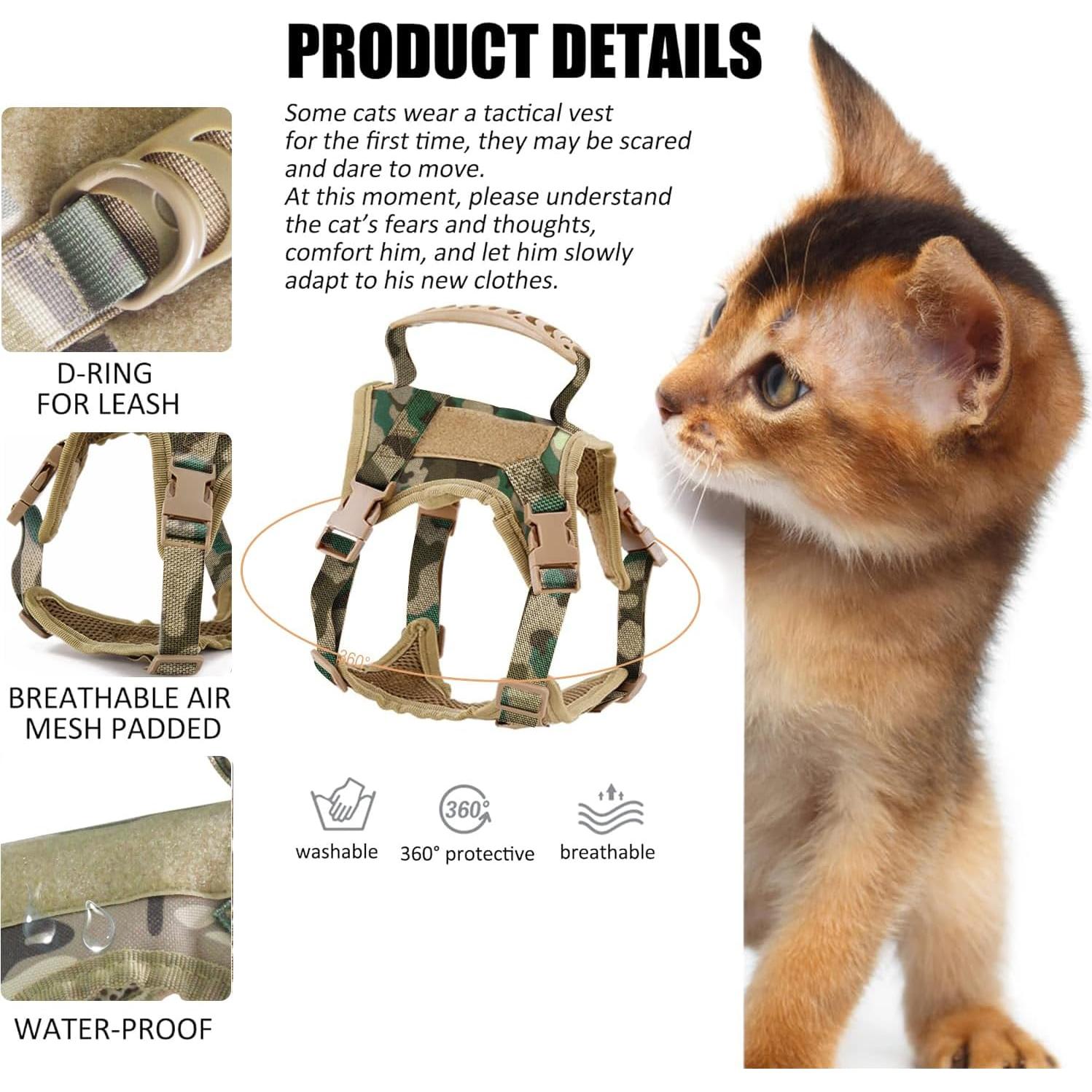Arnés Táctico Ajustable AIWAI para Gato Grande Camuflaje