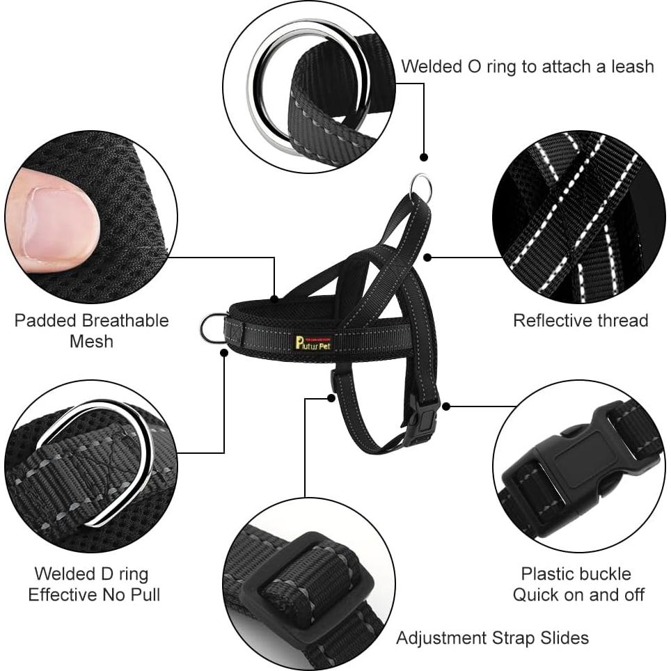 Arnés para Perros Plutus Pet Ajustable Malla Transpirable M Negro
