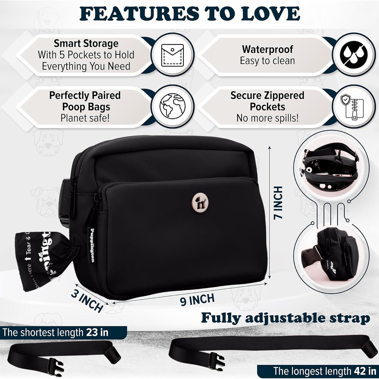 Bolsa de Paseo para Perros Puppington 3 en 1 Negro Onyx