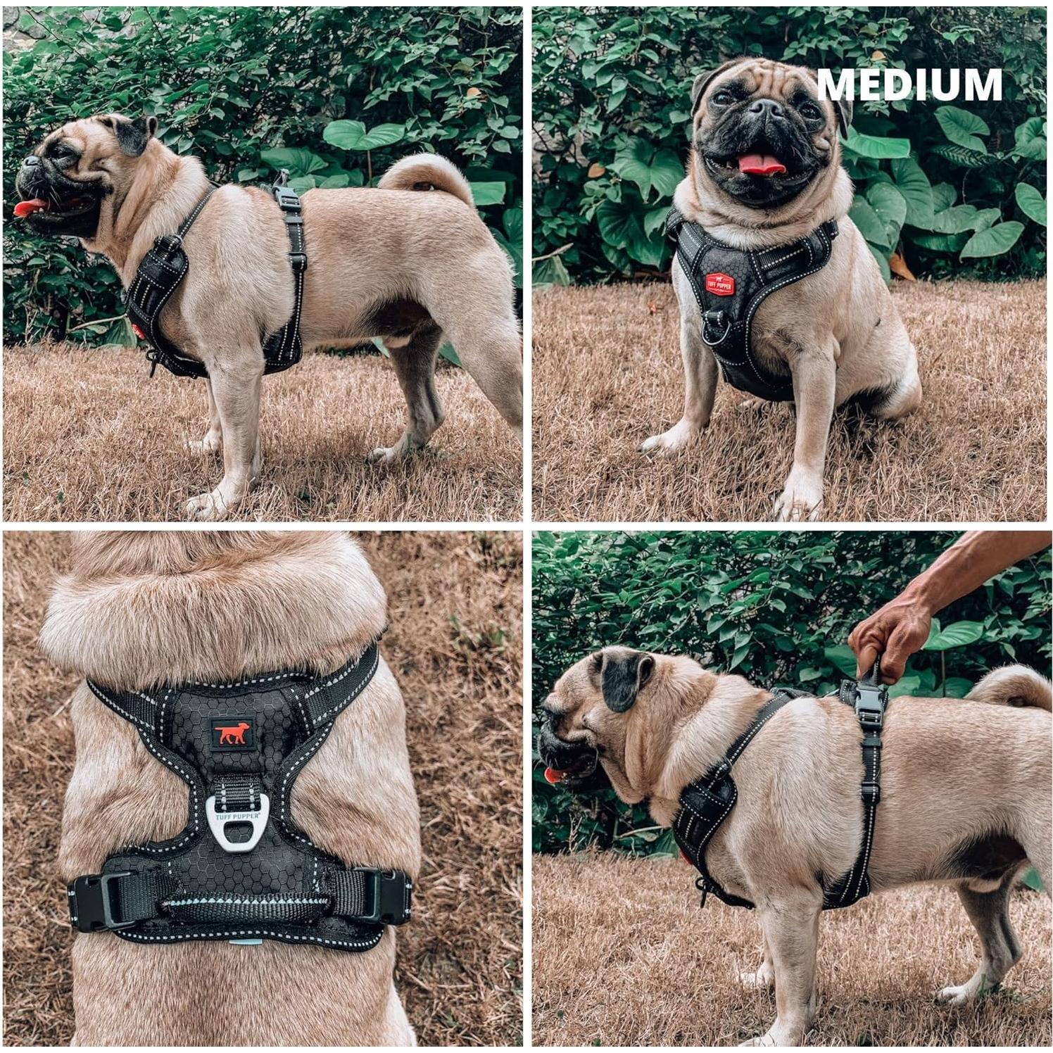 Arnés para Perros Tuff Pupper Mediano Negro Antitirones