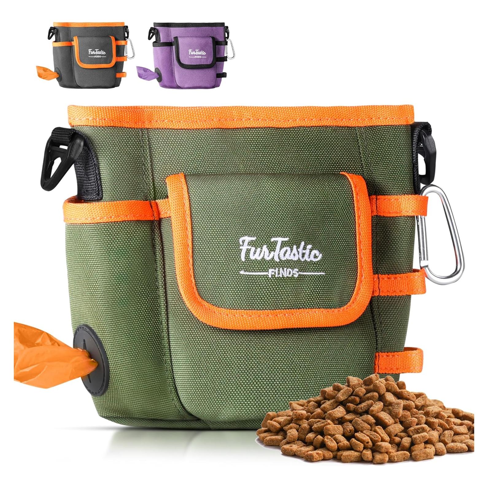 Bolsa de golosinas para perros FurtasticFinds verde 4.5 tazas