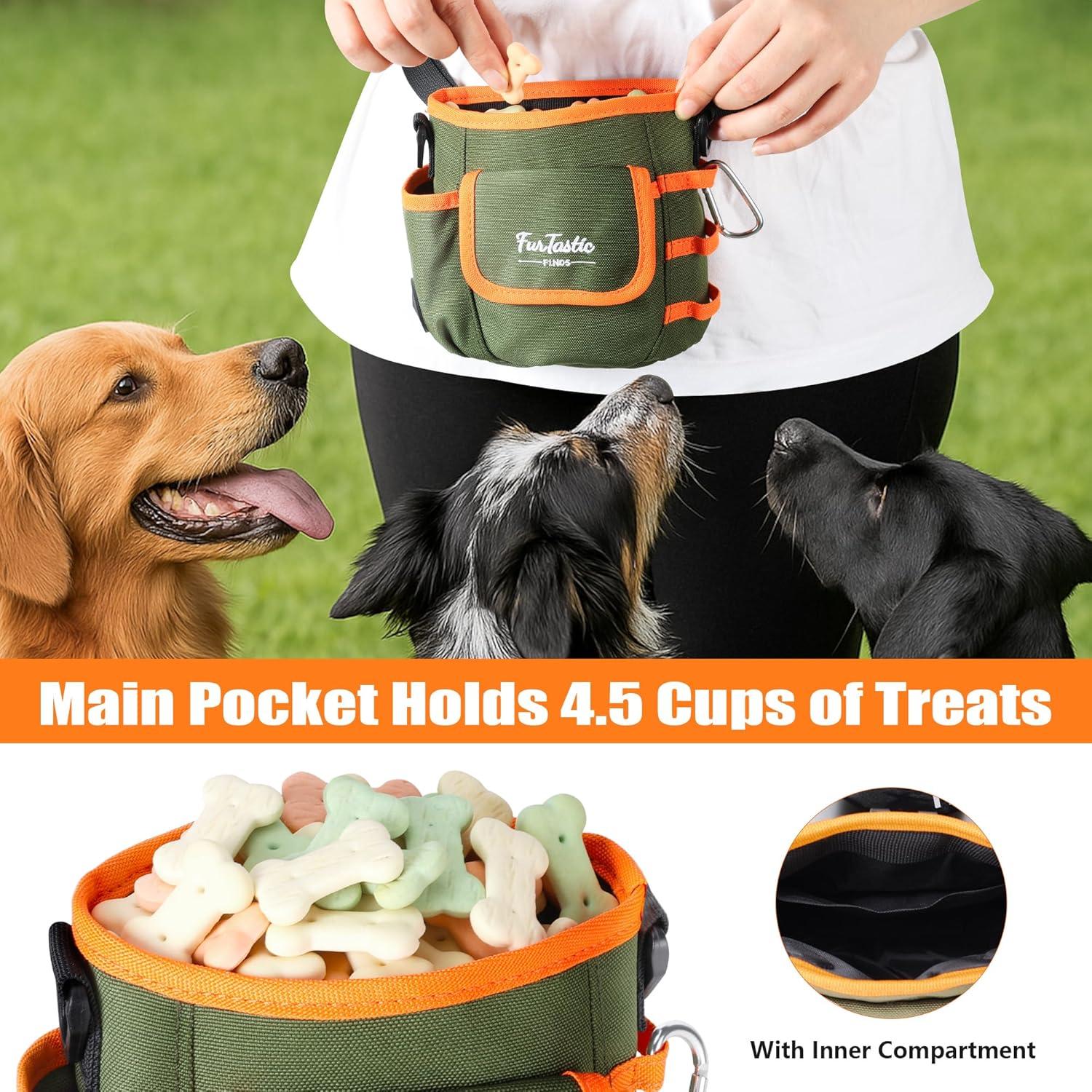 Bolsa de golosinas para perros FurtasticFinds verde 4.5 tazas