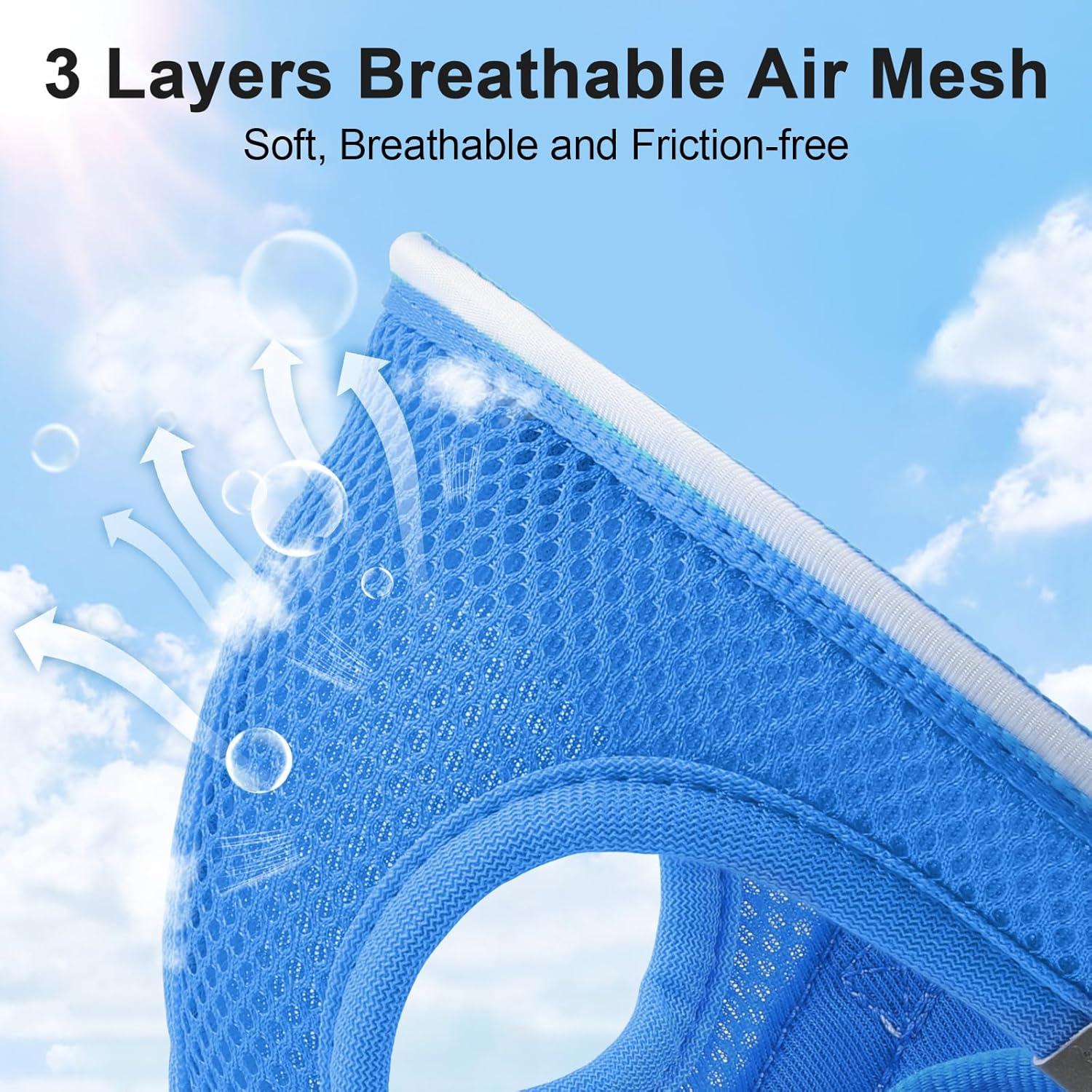 Arnés LED Recargable para Perros Feycig Azul Cielo Tamaño S