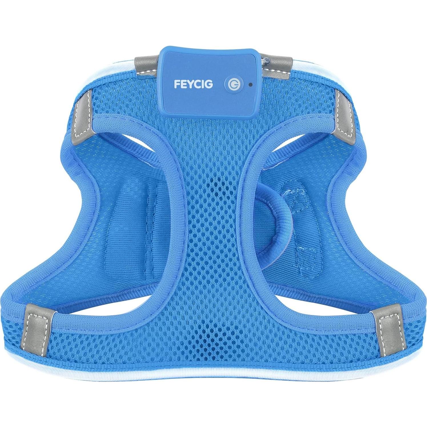 Arnés LED Recargable para Perros Feycig Azul Cielo Tamaño S