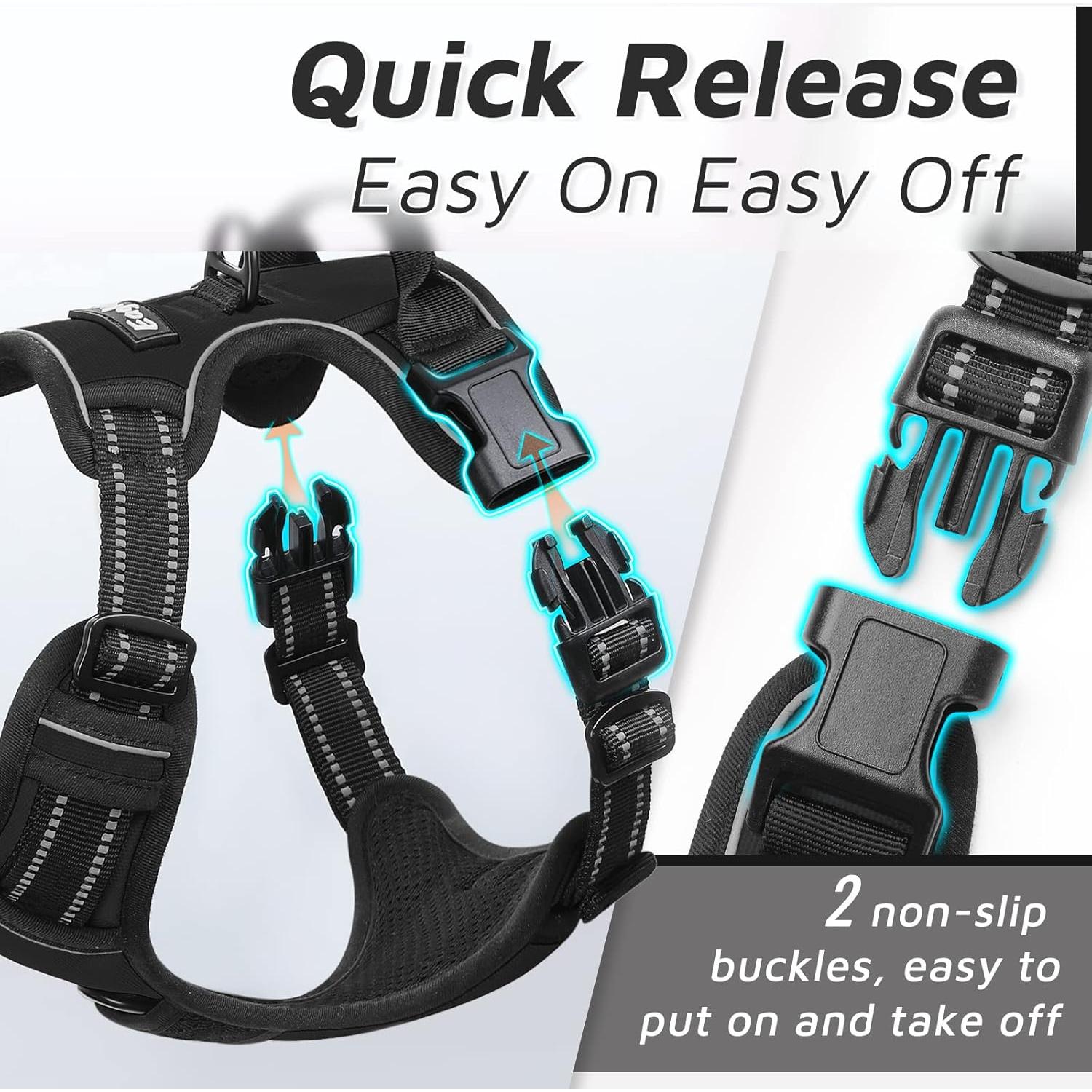 Arnés para Perros Eagloo XL Negro Ajustable Sin Tirones