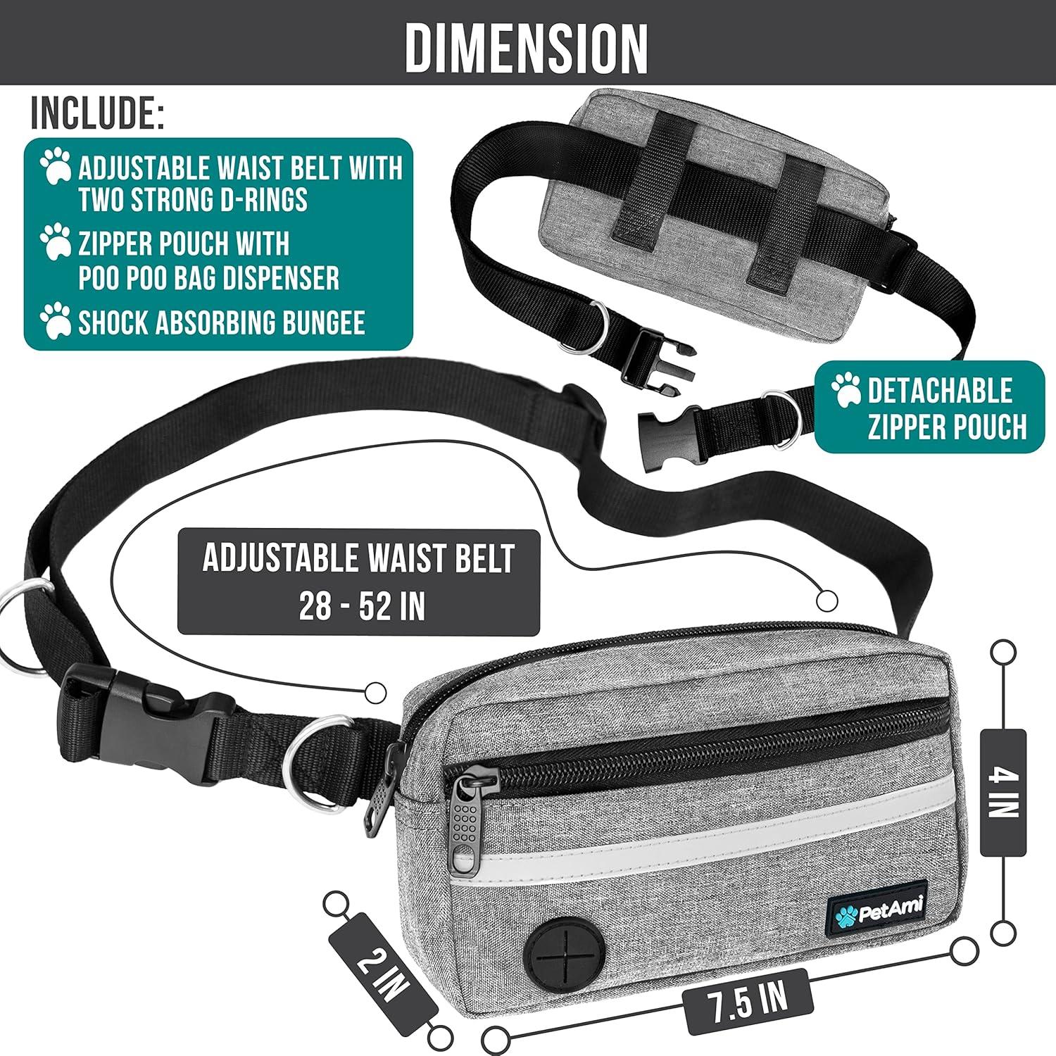 Correa para Perros PetAmi Manos Libres Gris 185 cm