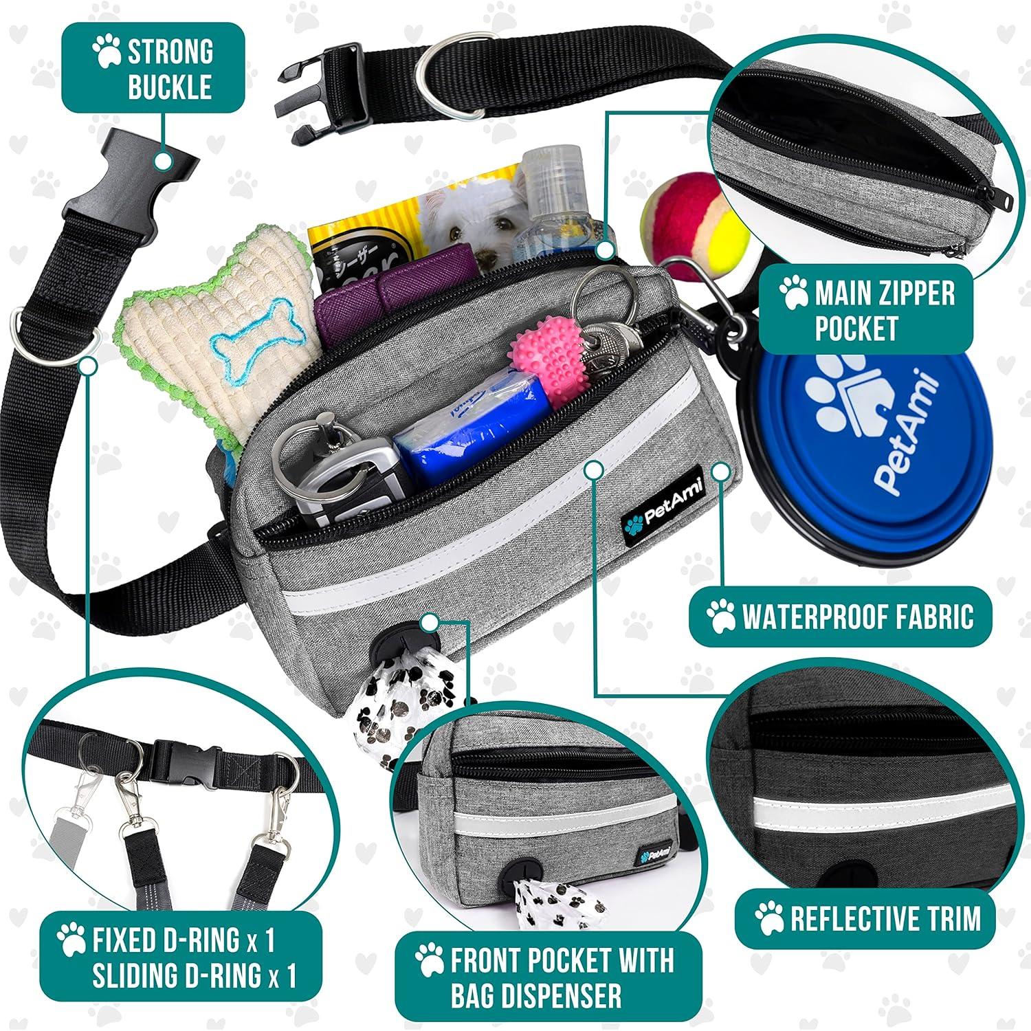 Correa para Perros PetAmi Manos Libres Gris 185 cm