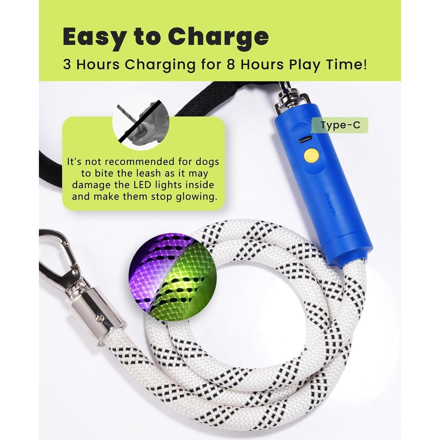 Correa LED para Perros XEUCH 5 Pies Recargable 13 Modos
