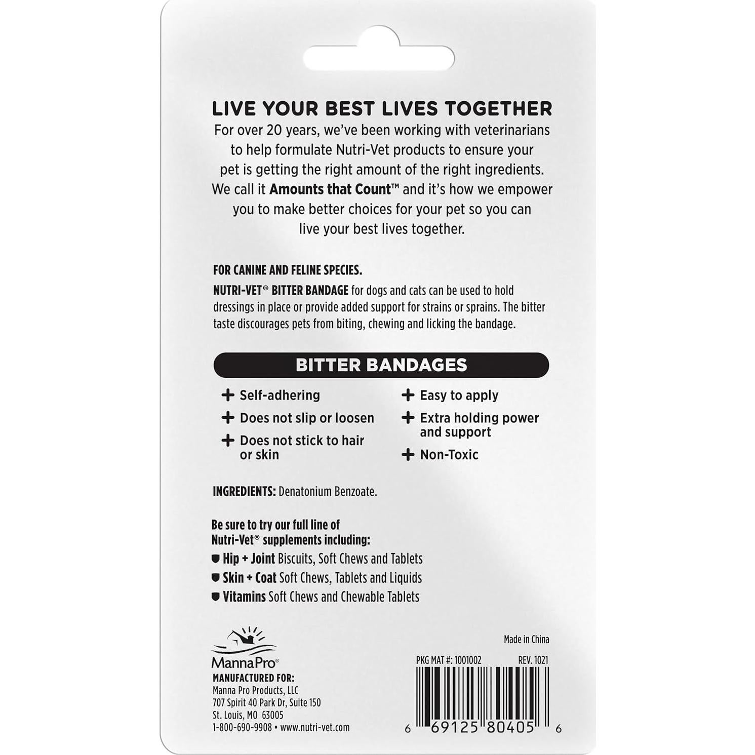 Vendaje Amargo Nutri-Vet para Perros y Gatos 7,62 cm